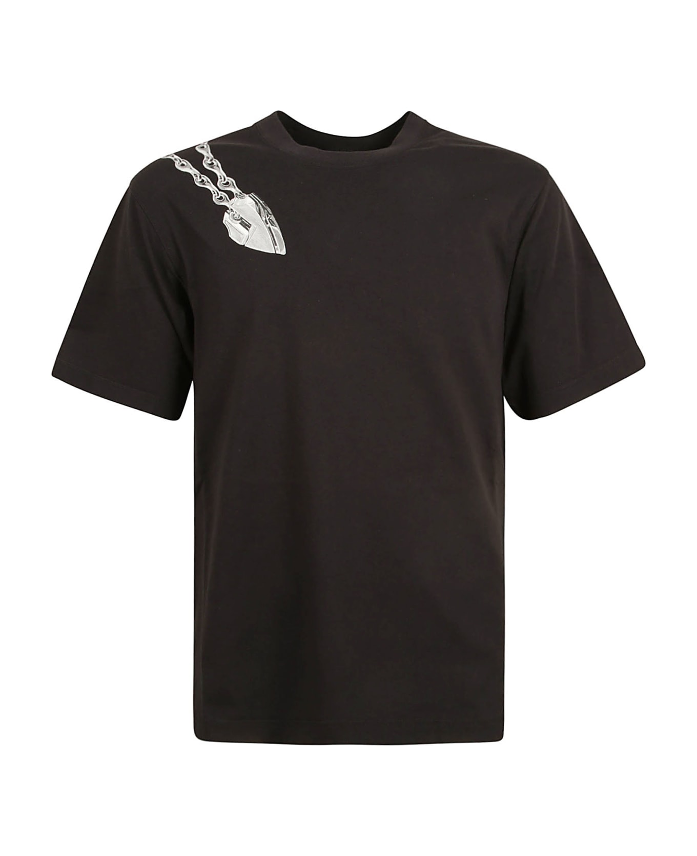 Burberry Round Neck Printed T-shirt - Black ip pattern