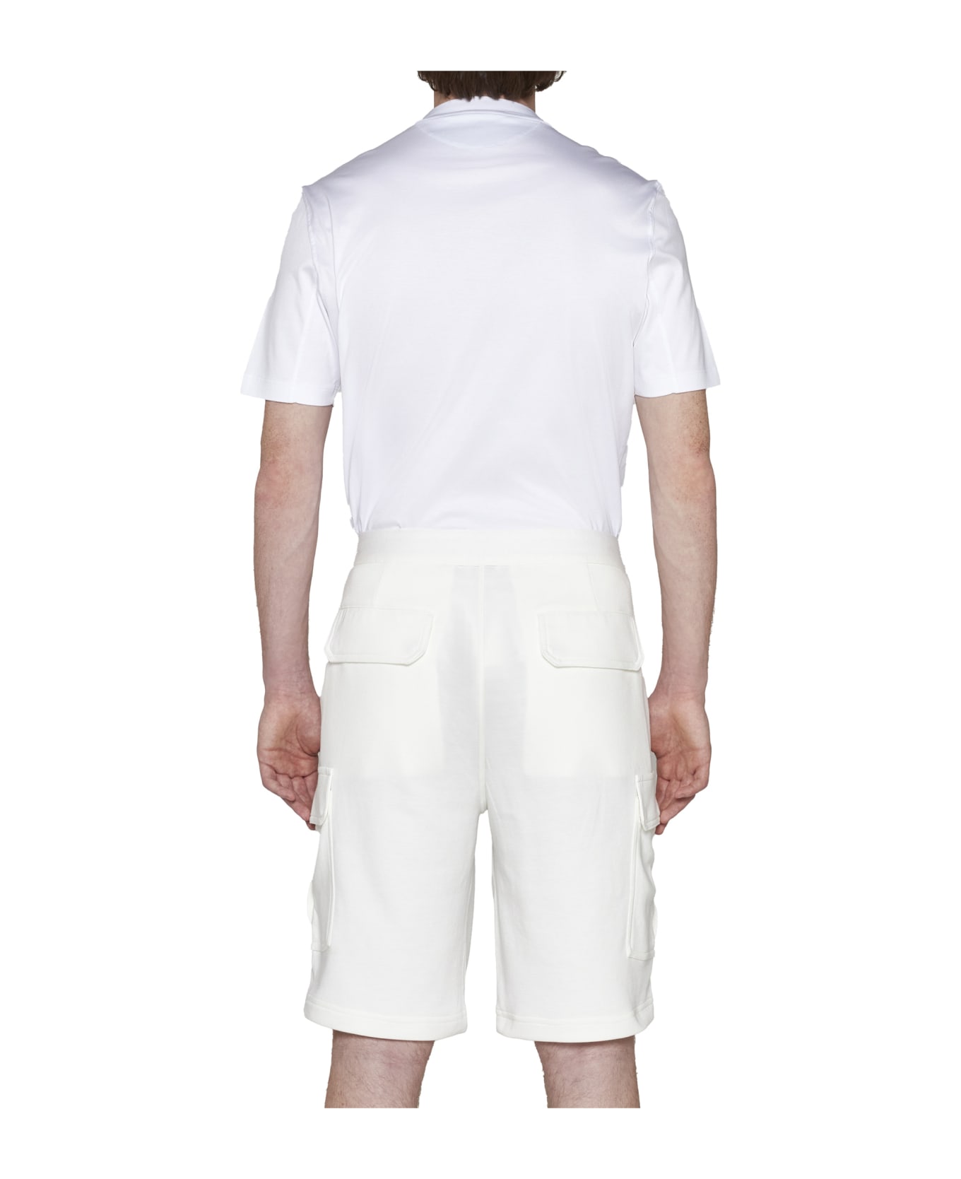 Brunello Cucinelli Bermuda Trousers In Light Cotton Fleece - Off White ショートパンツ