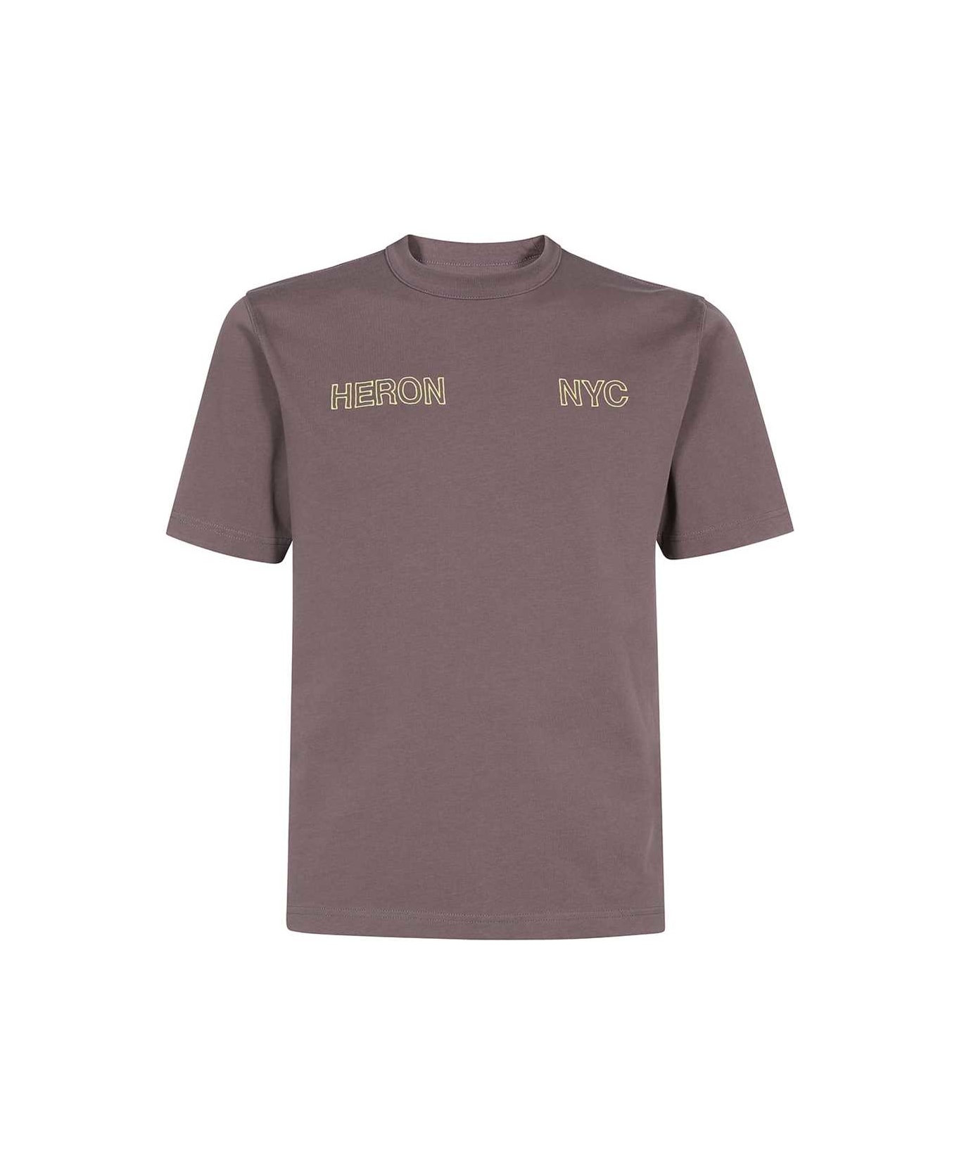 HERON PRESTON Printed Cotton T-shirt - brown シャツ
