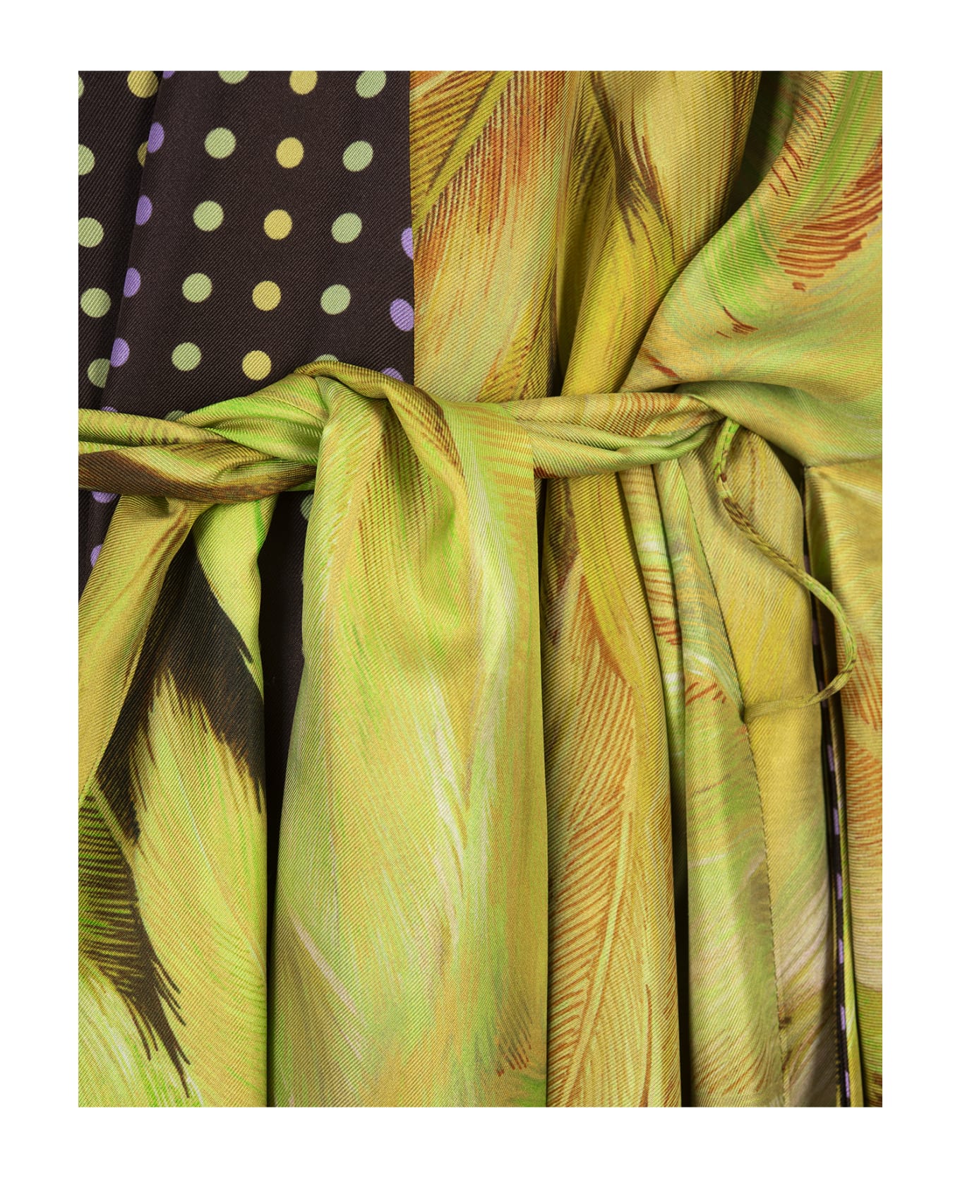 Roberto Cavalli Reversible Long Dress With Green Plumage Print - Green ワンピース＆ドレス