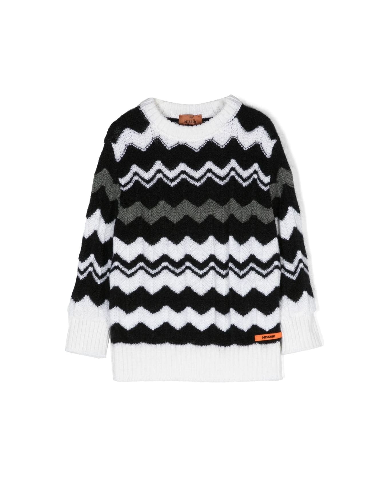 Missoni Kids Black And White Chevron Pattern Pullover - Bc