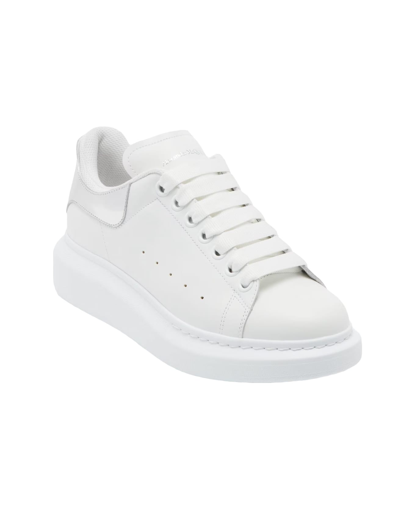 Alexander McQueen White And Metallic Silver Oversized Sneakers - White