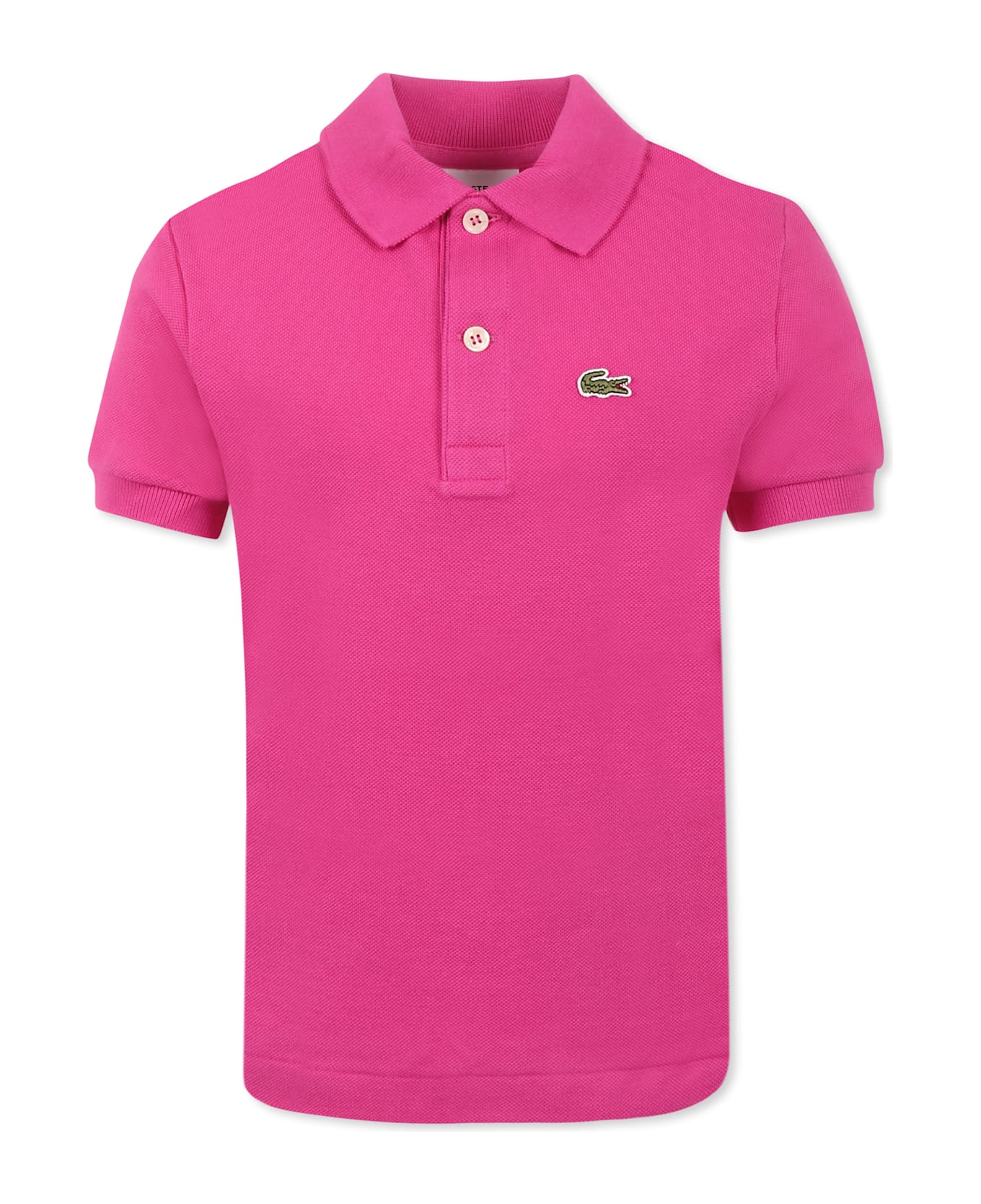Lacoste Fuchsia Polo Shirt For Kids With Crocodile - Fuchsia
