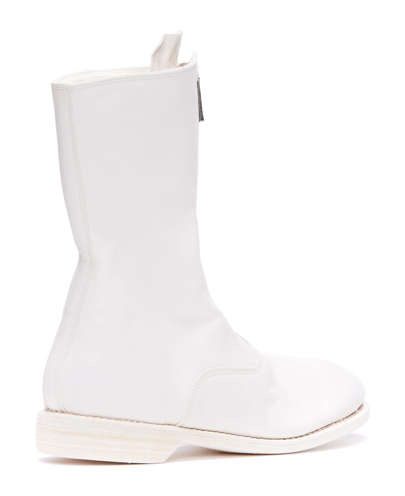 Guidi Frontal Zip Army Booties - White