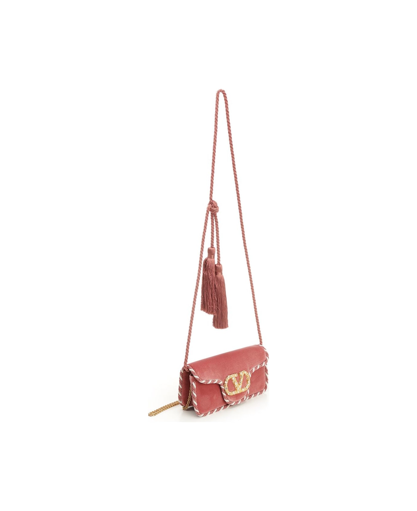 Valentino Garavani Locò Mini Velvet Clutch - PHARD/BURRO/PHARD/CRYSTAL