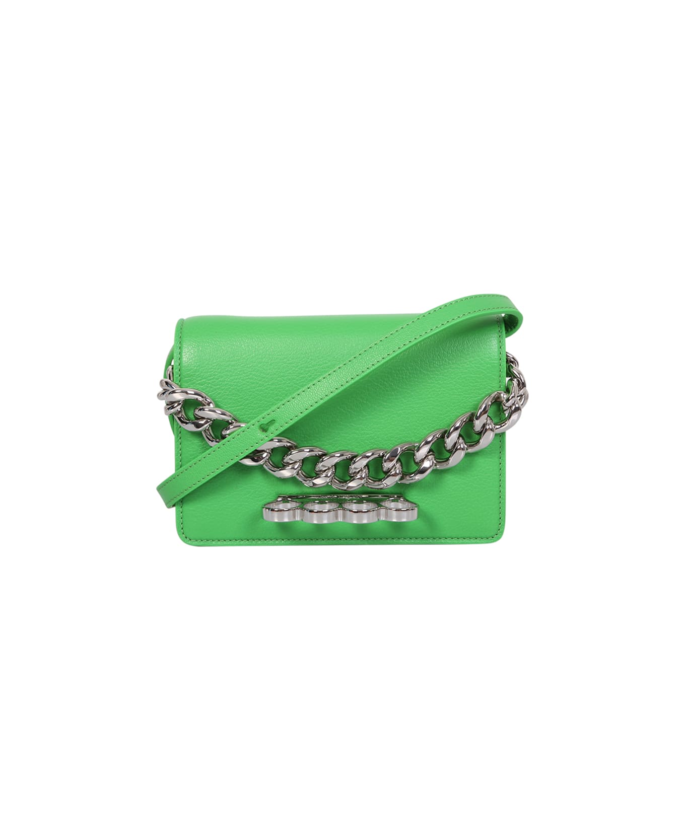 Alexander McQueen Four Ring Mini Chain Bag - Green