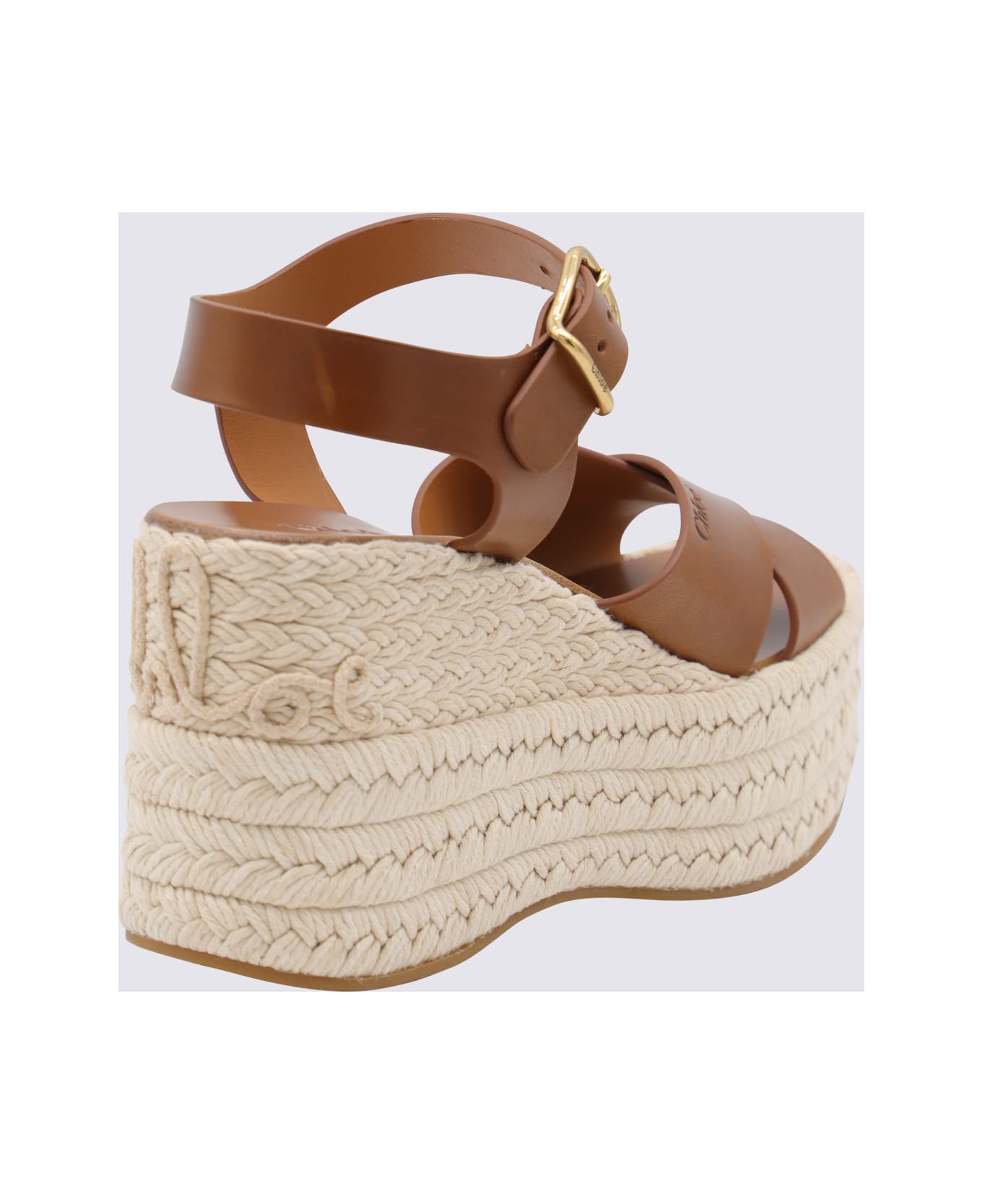 Chloé Brown Leather Espadrillas - GINGER BROWN