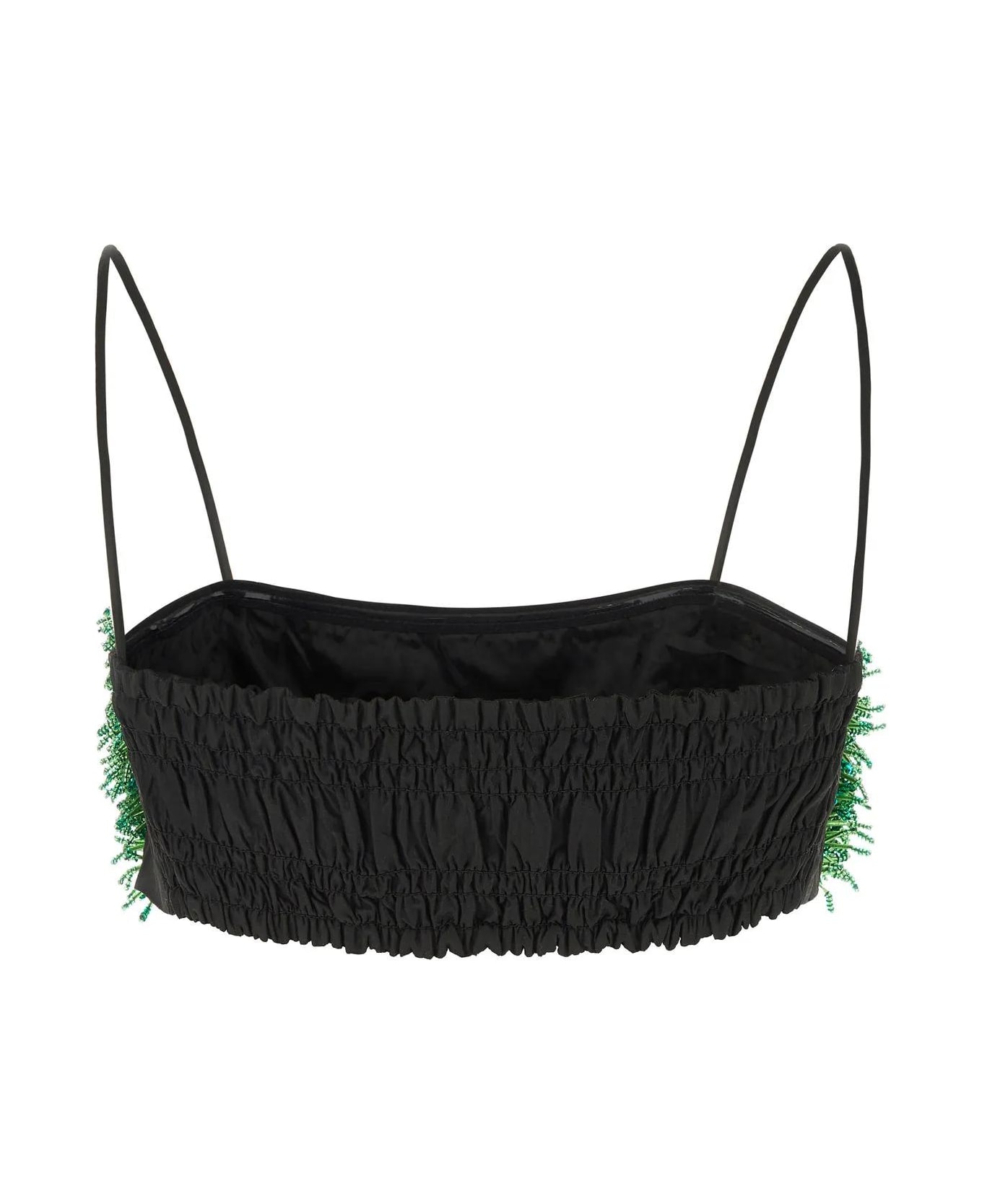 Ganni Embellished Polyester Top - Black