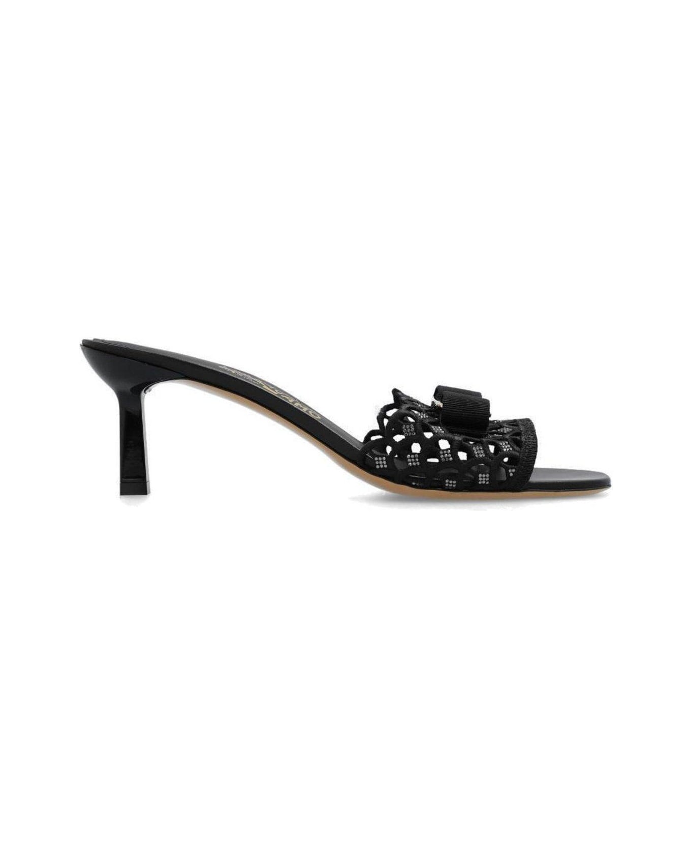 Ferragamo Bow Detail Heeled Sandals - Black サンダル