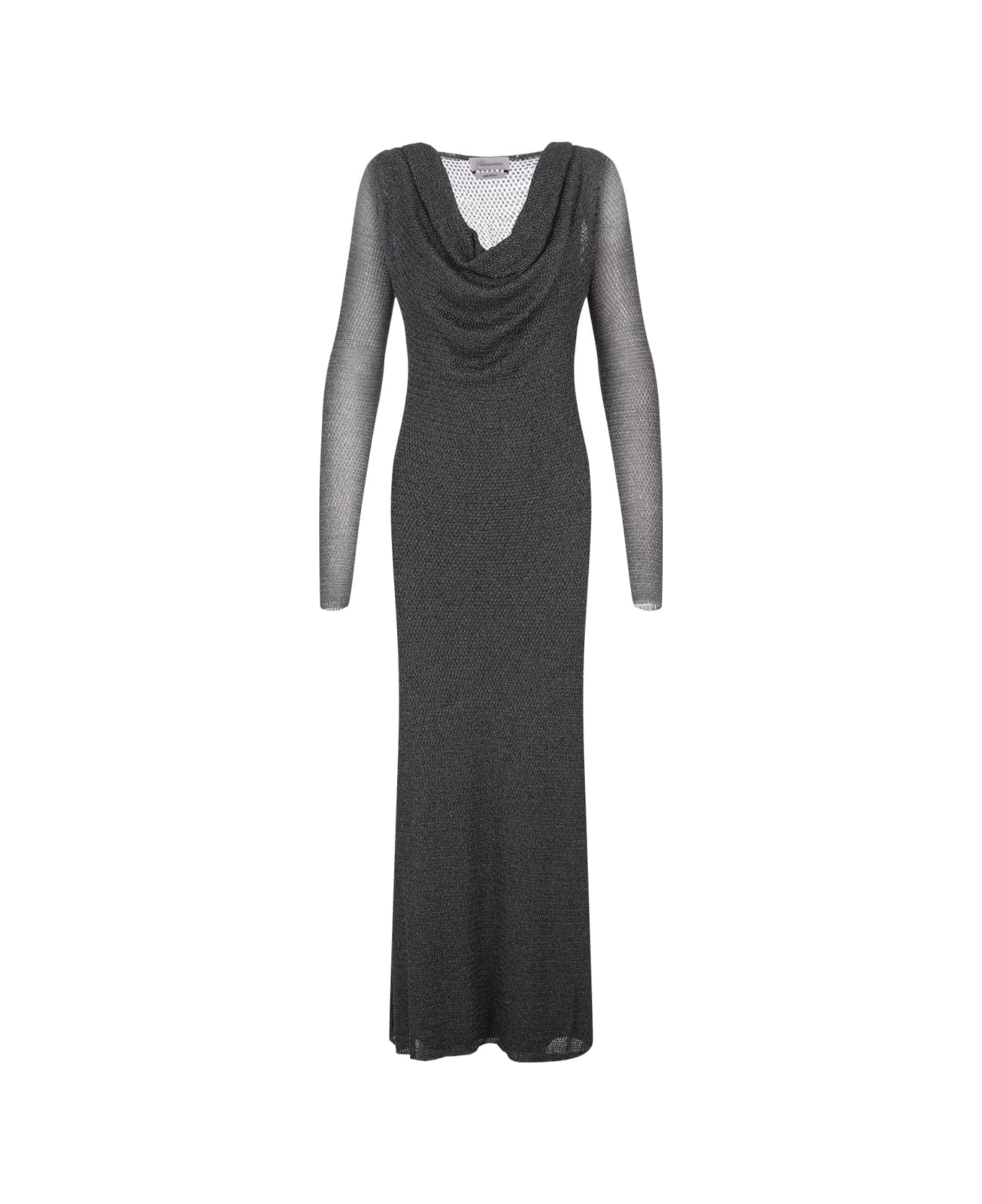 Blumarine Silver Long Dress With Draped Neckline - Canna Fucile