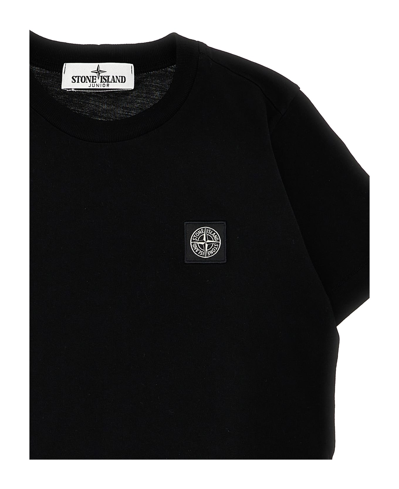 Stone Island Junior Logo Patch T-shirt - Black   Tシャツ＆ポロシャツ