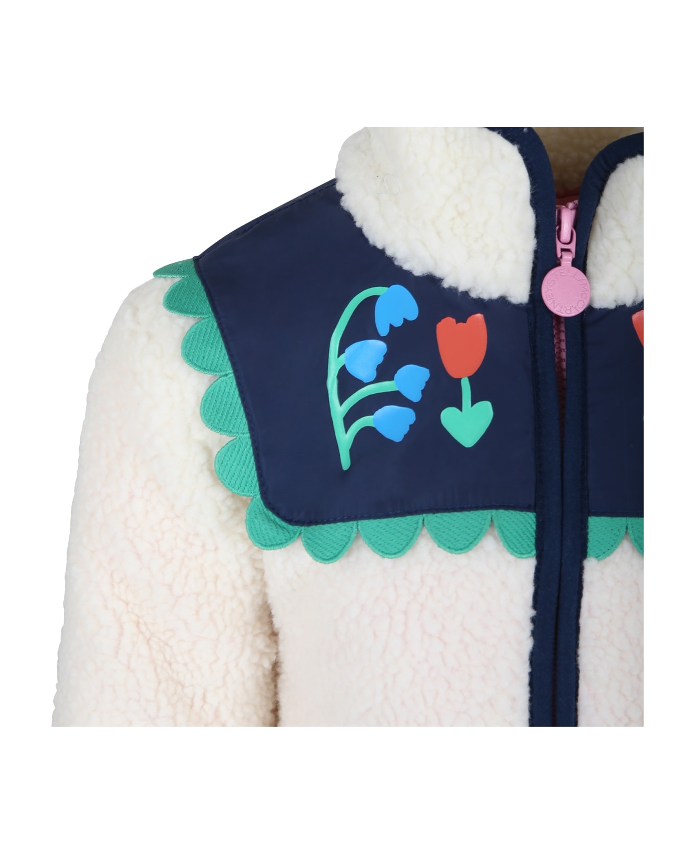 Stella McCartney Kids Ivory Jacket For Girl With Flowers - Ivory