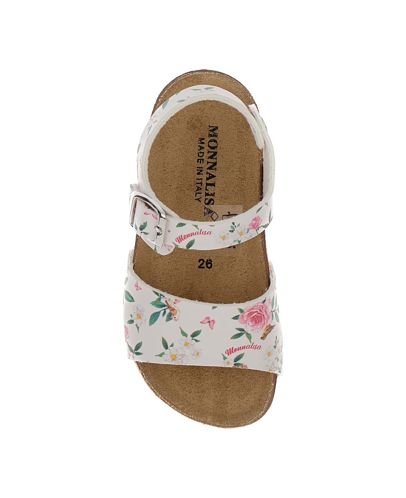 Monnalisa Multicolor Sandals With Floreal Print In Polyurethane Girl - White