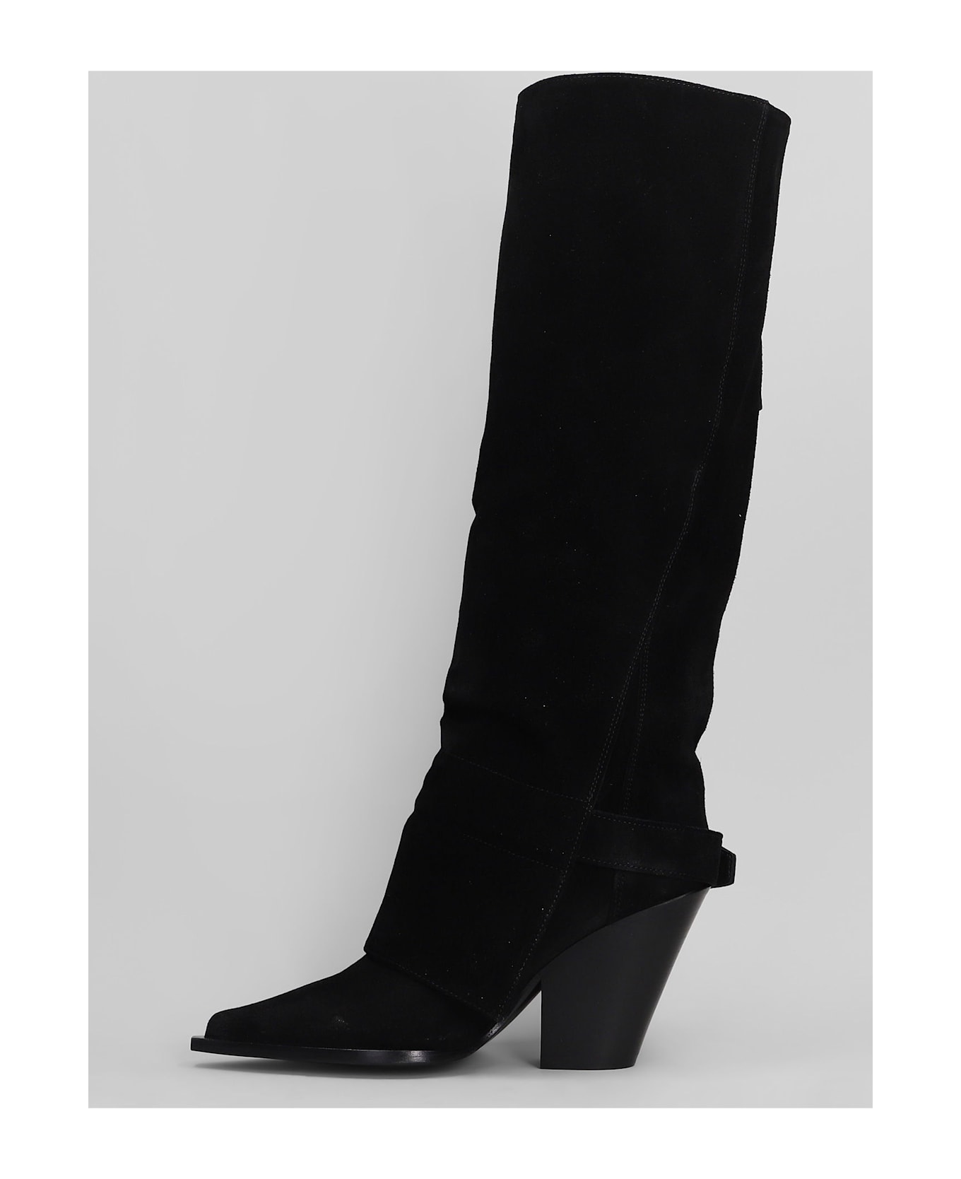 Elena Iachi Texan Boots In Black Suede - black