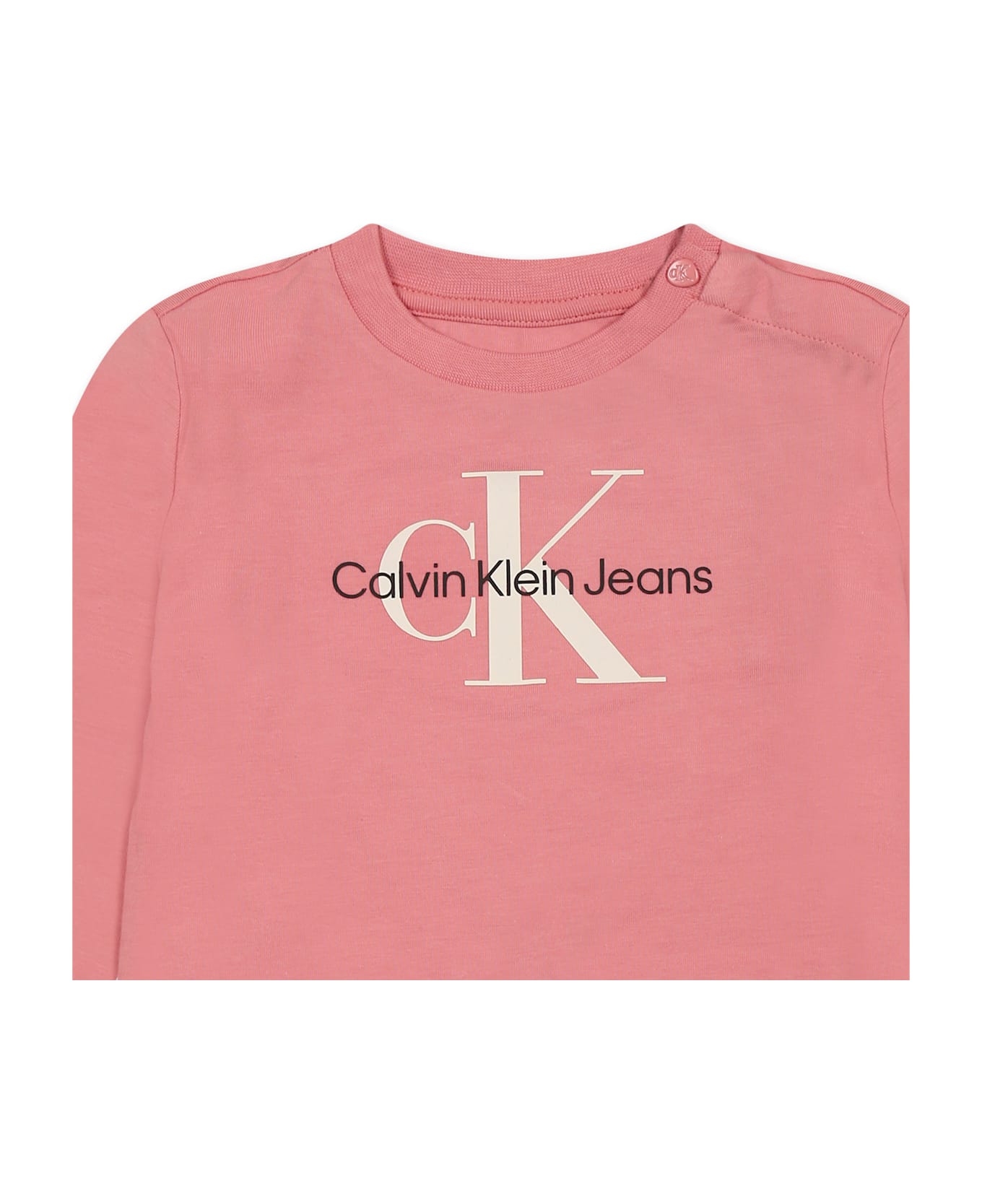 Calvin Klein Pink T-shirt For Baby Girl With Logo - Pink