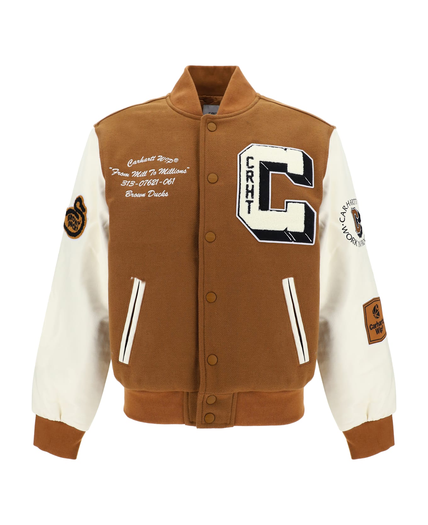 Carhartt Brown Ducks Varsity Jacket - Hamilton Brown / Wax