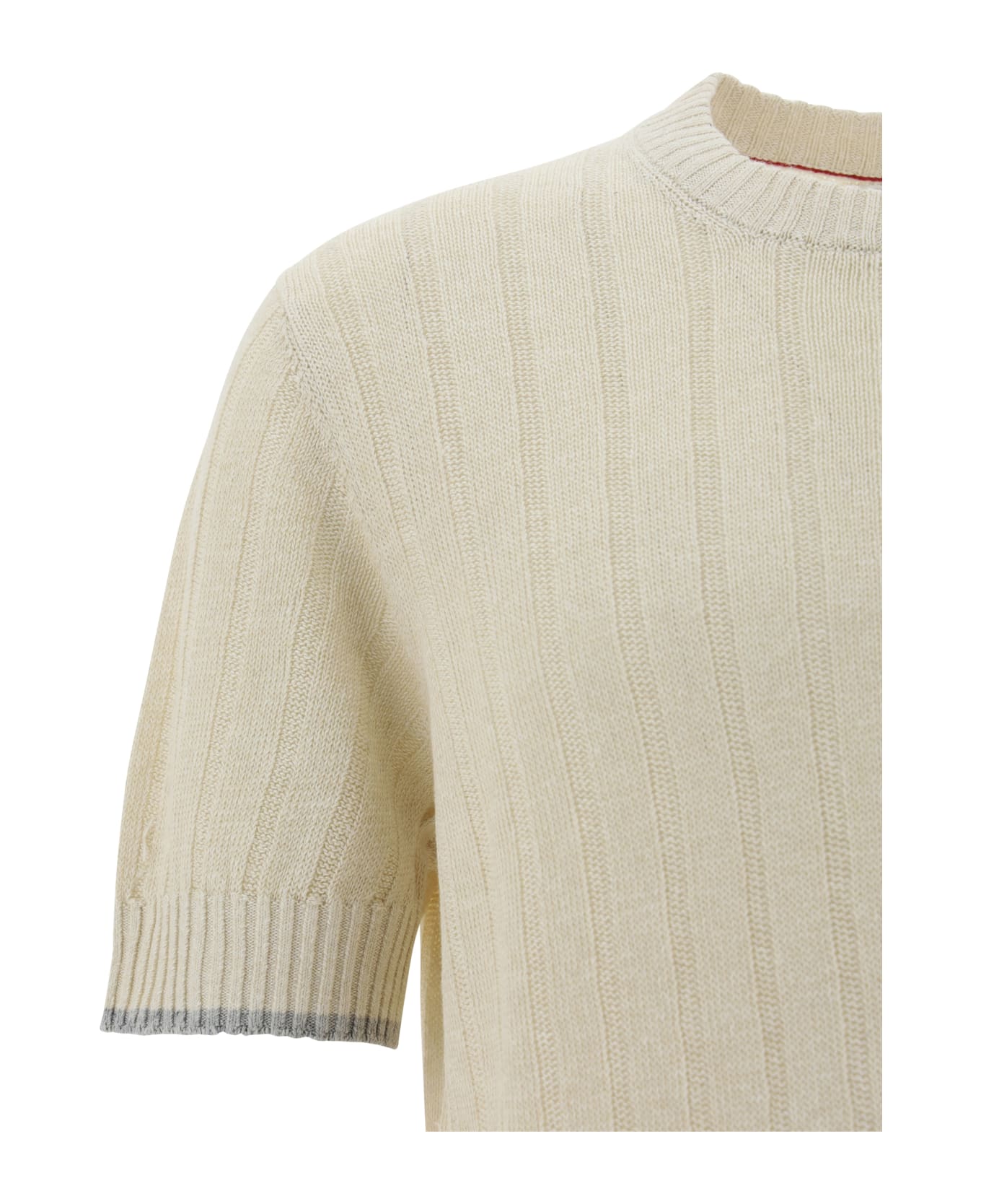 Brunello Cucinelli Linen T-shirt - Corda+grigio Chiaro ニットウェア