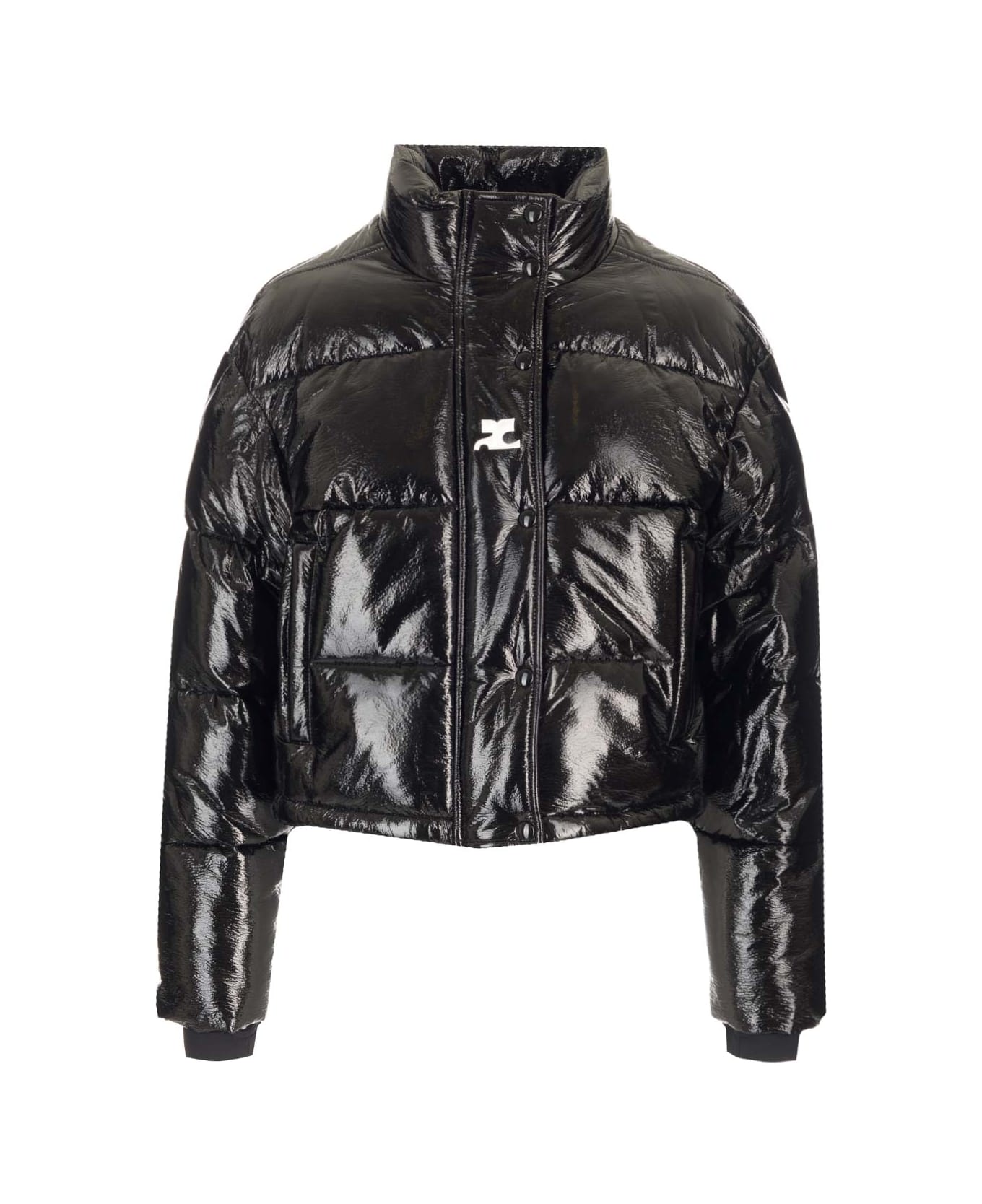Courrèges Cropped Puffer Jacket - Black ダウンジャケット