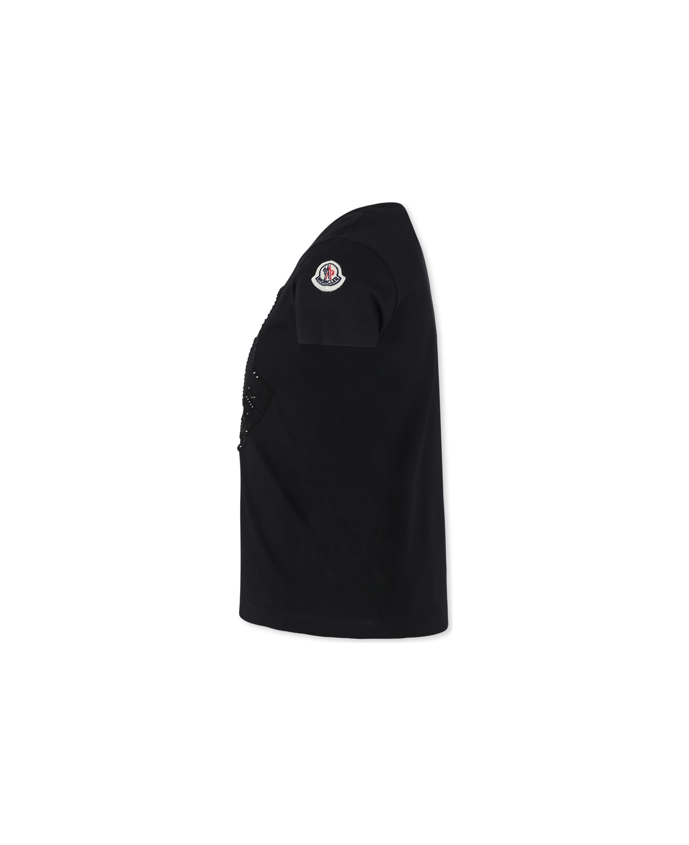 Moncler Black T-shirt For Girl With Logo - Black