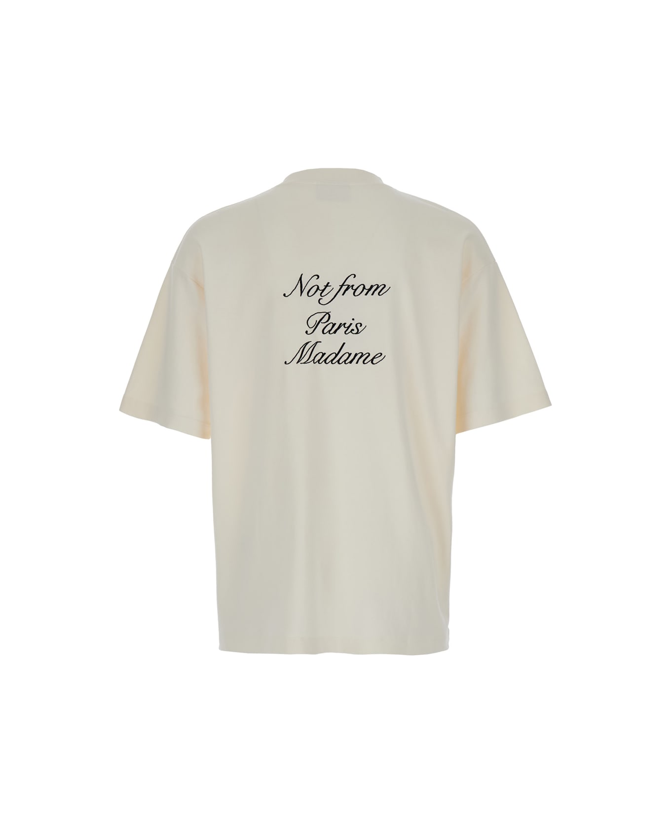 Drôle de Monsieur White Crew Neck T-shirt With Print In Cotton Man - White