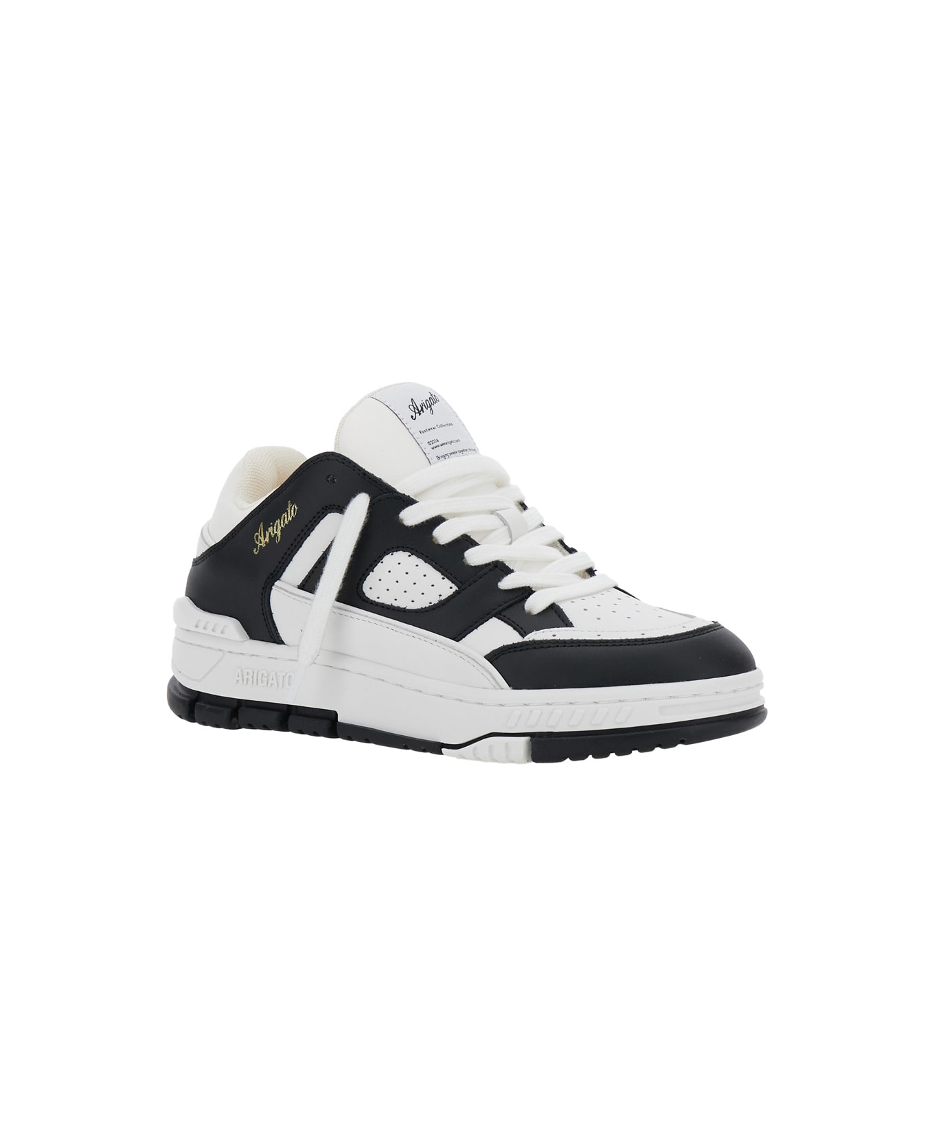 Axel Arigato 'area Lo' Black And White Low Top Sneakers With Laminated Leather In Leather Blend Woman - White/black