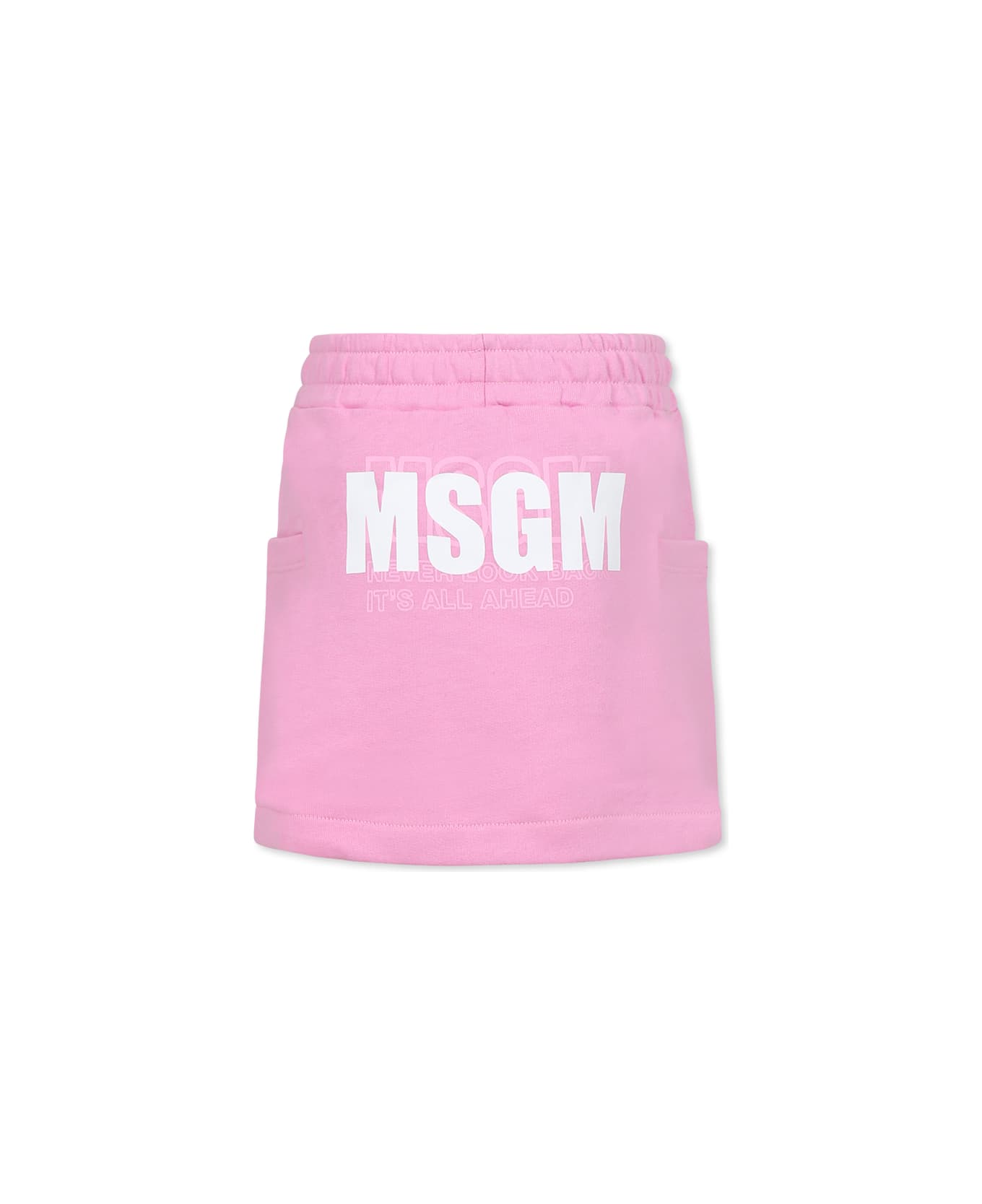 MSGM Pink Skirt For Girl With Logo - Pink