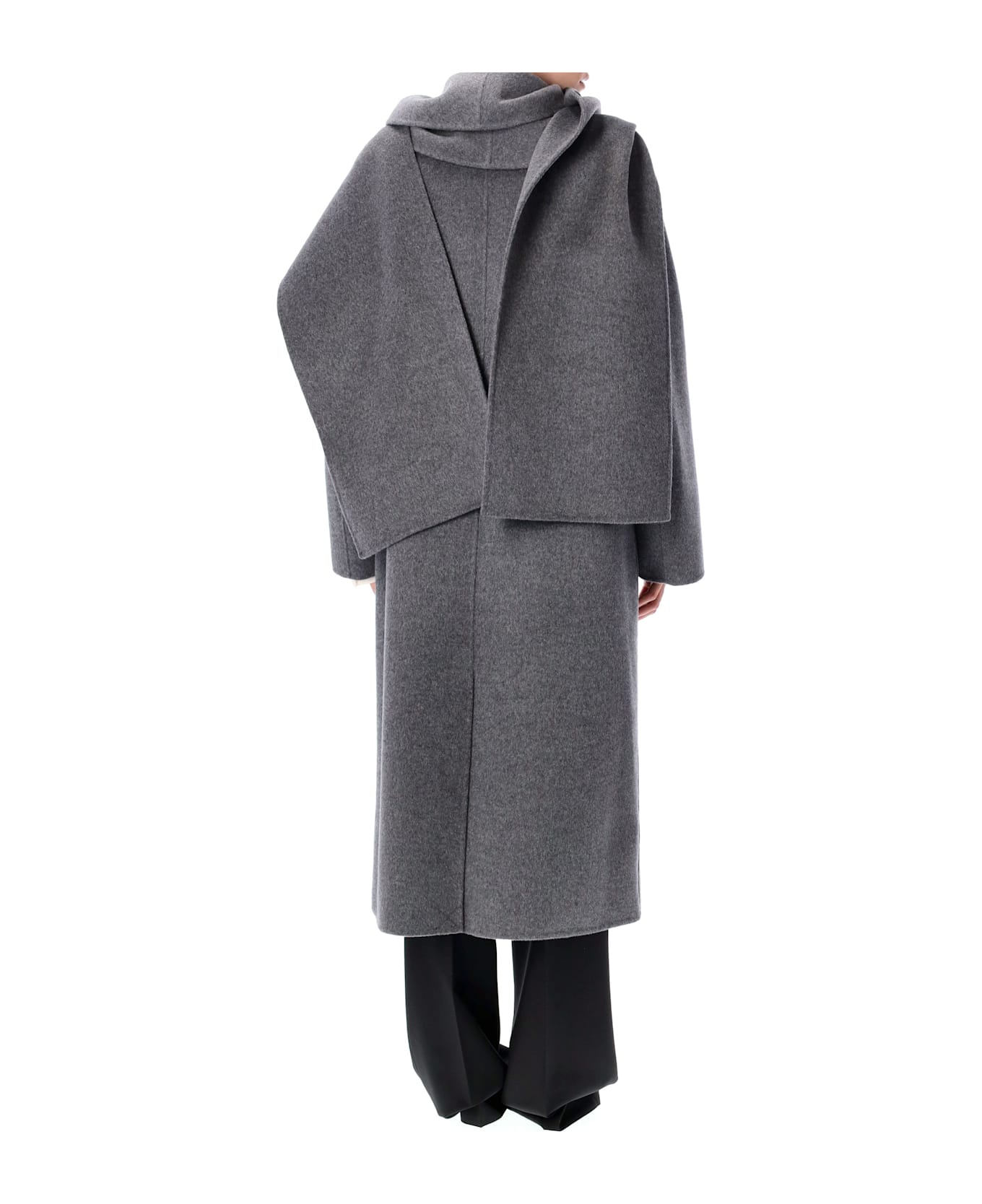 Róhe Signature Double-faced Scarf Coat - GREY MELANGE