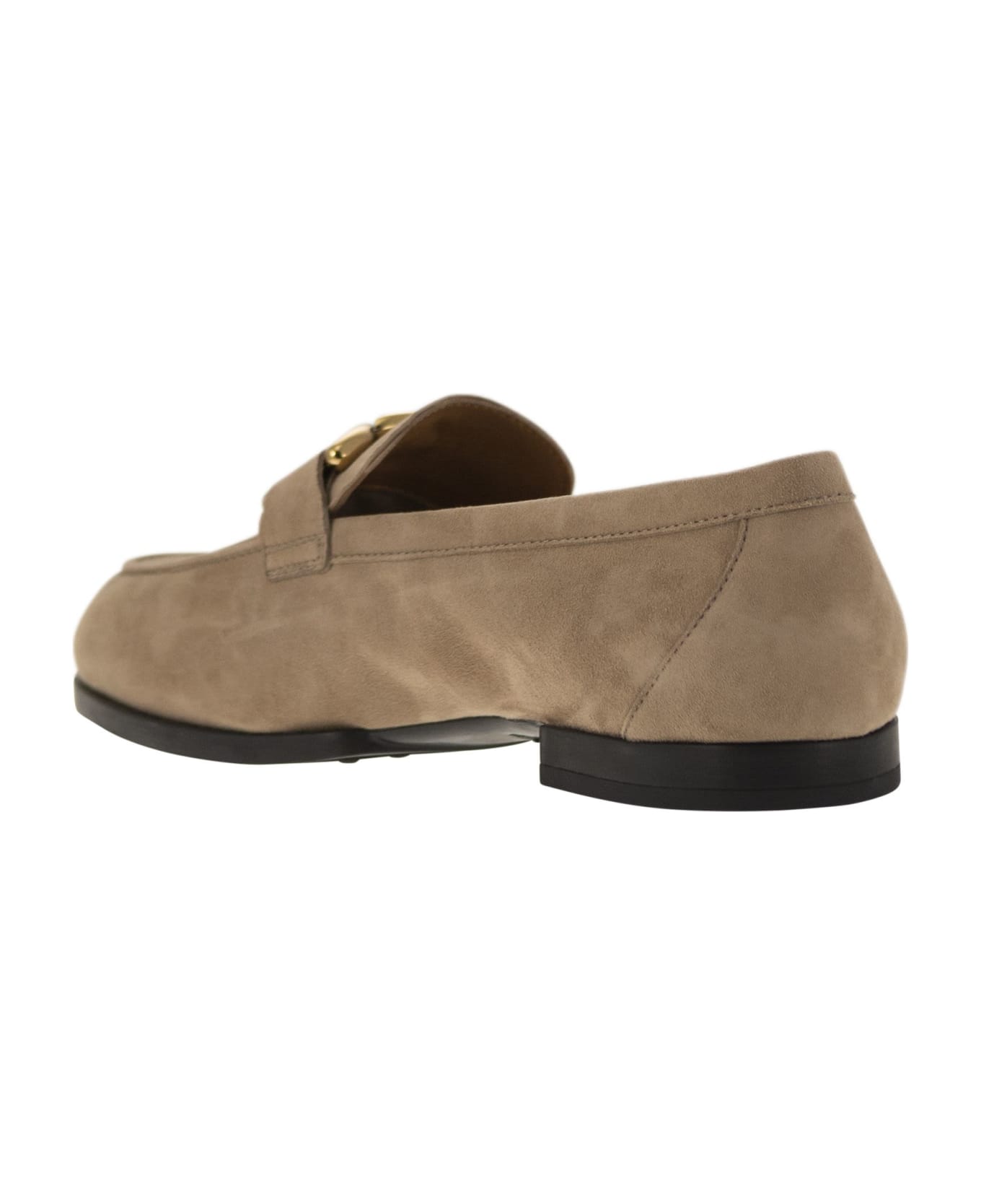 Tod's Moccasin In Nubuck With Metal Chain - Beige