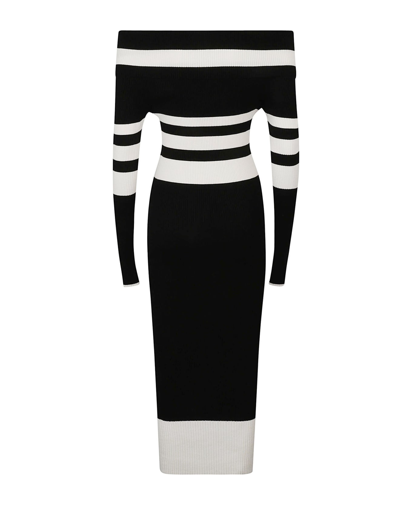 The Attico Stripe Print Knitted Dress - White/Black