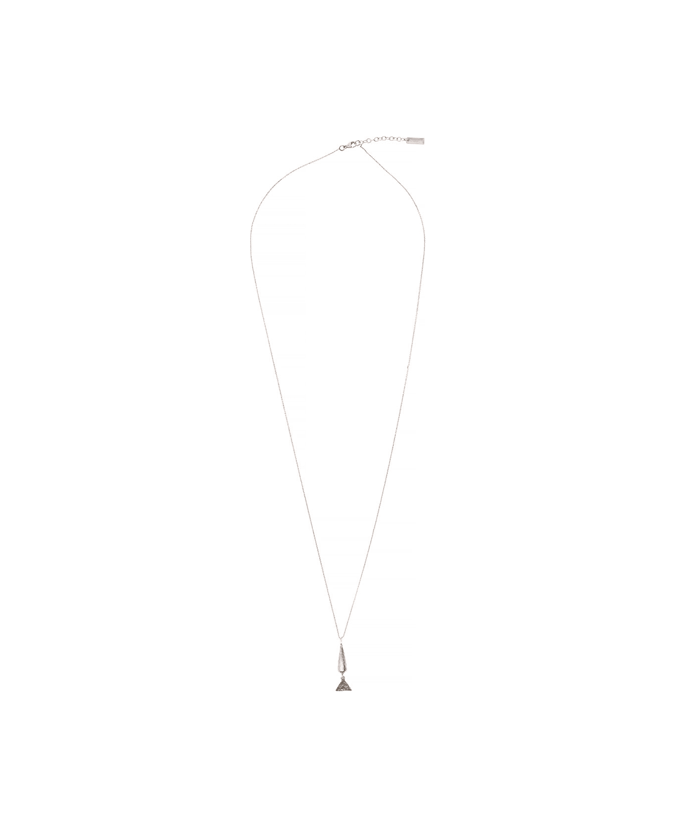 Saint Laurent Long Silver-colored Chain Necklace With Conical And Triangular Charm In Brass Man - Metallic ネックレス