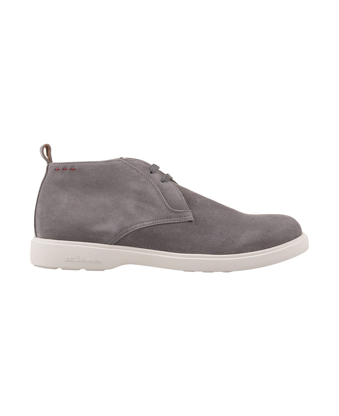 Kiton Grey Suede Laced Leather Ankle Boots - Grey ローファー＆デッキシューズ