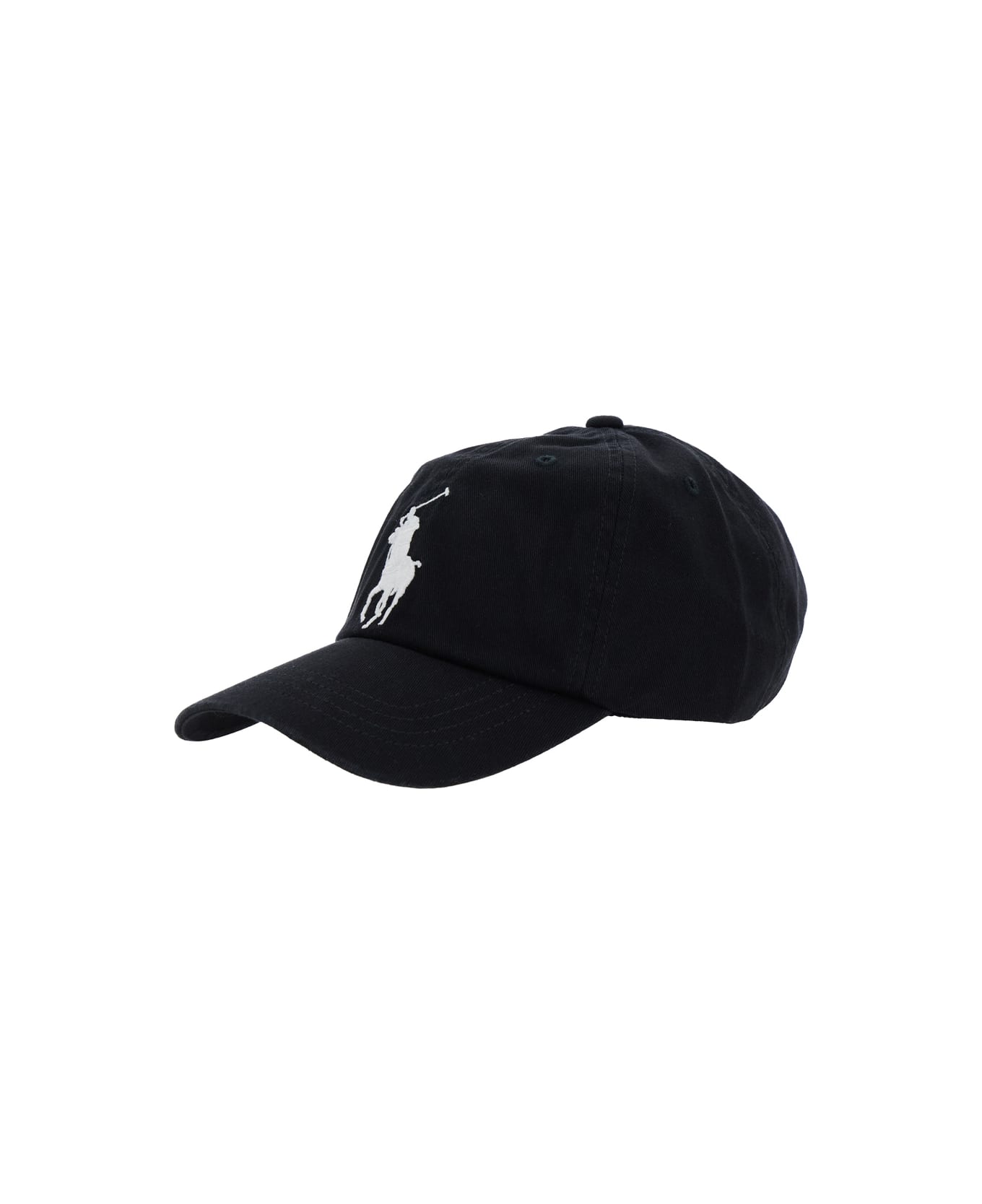 Polo Ralph Lauren Black Baseball Cap With Maxi Pony On The Front And Numerical Detail On The Side In Cotton Boy - Black