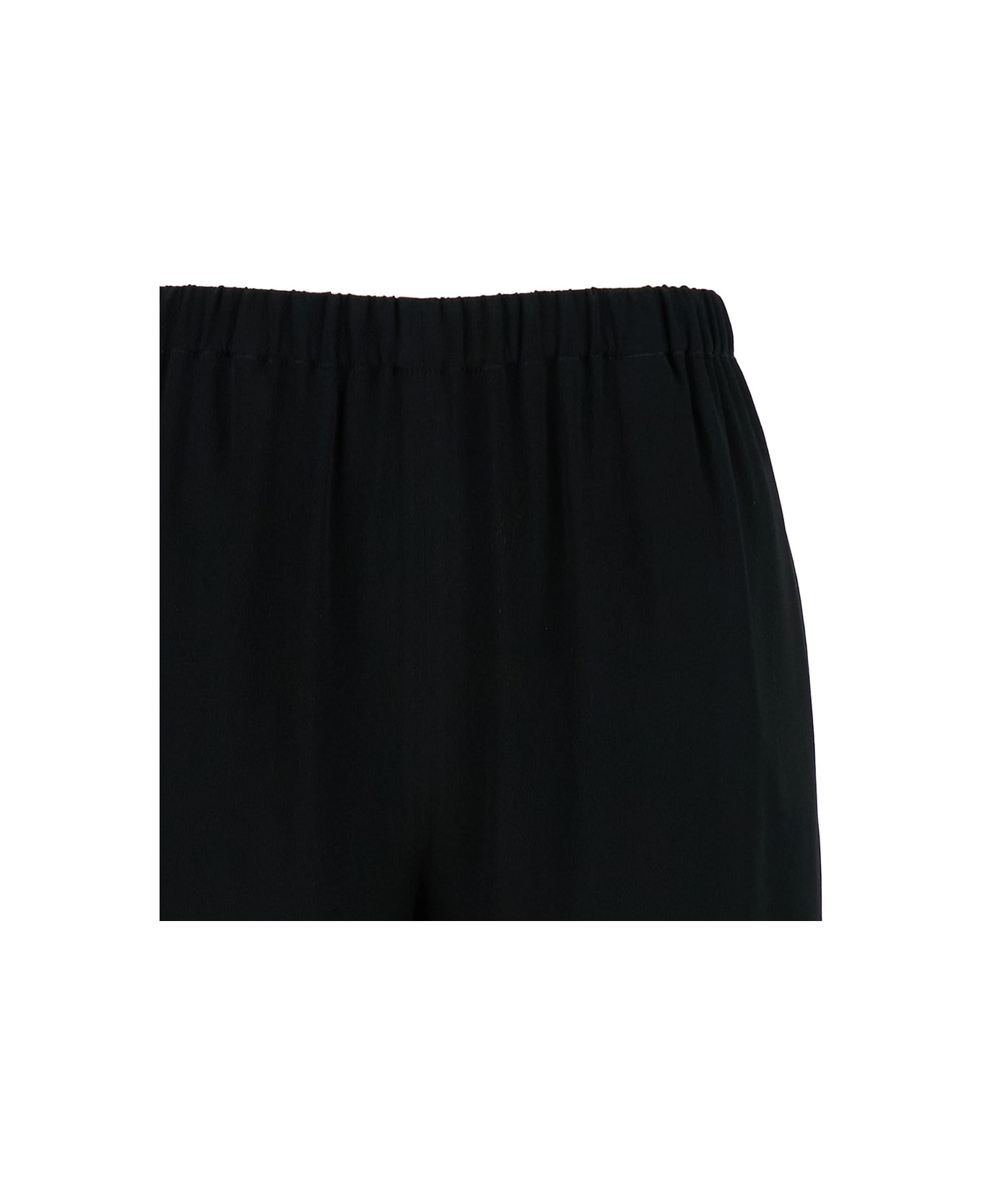 Antonelli Black Loose Pants With Elastic Waistband In Silk Blend Woman - Black ボトムス