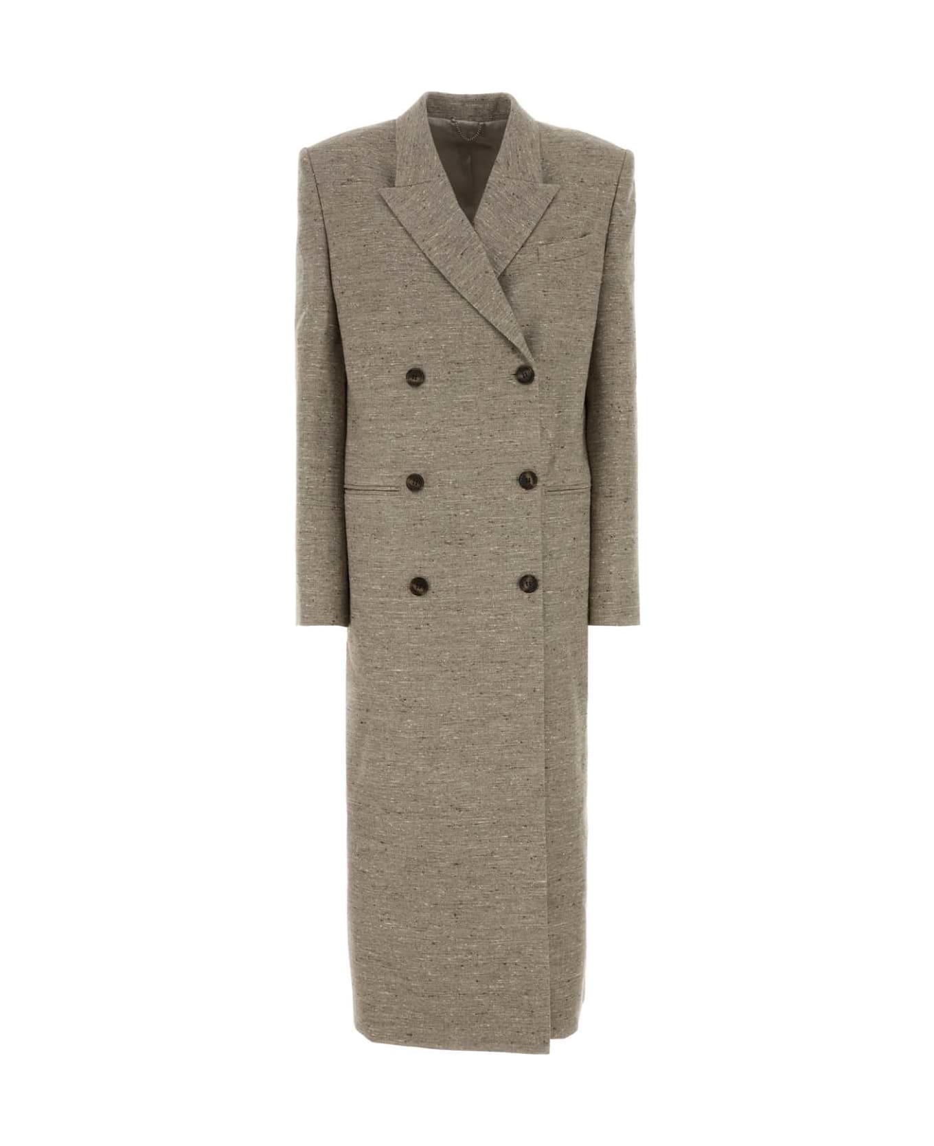 Magda Butrym Melange Cappuccino Silk Blend Coat - BEIGE