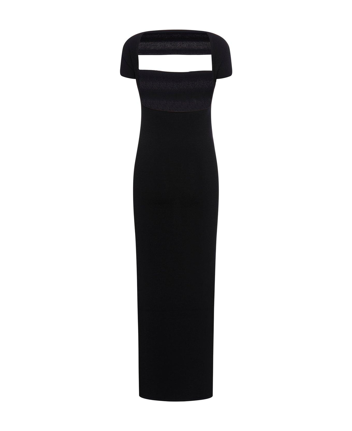 Totême Boat-neck Knitted Maxi Dress - BLACK