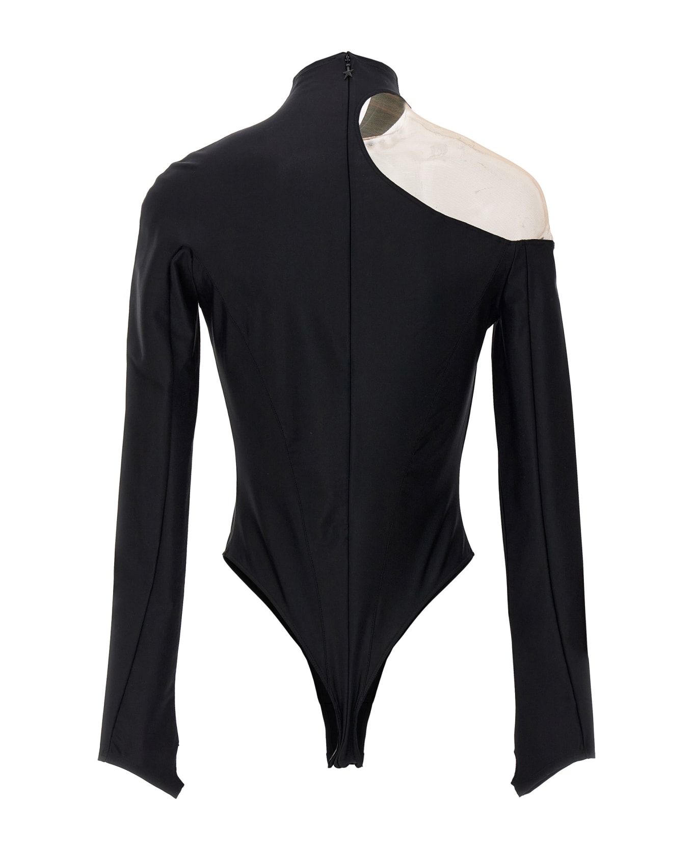 Mugler Transparent Tulle Bodysuit - Black  