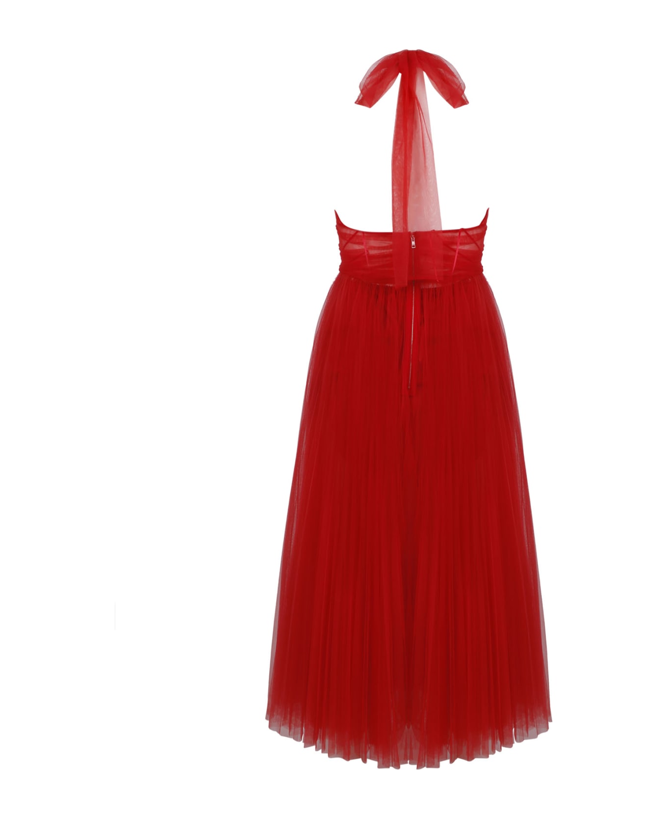 Dolce & Gabbana Pleated Tulle Dress - Red