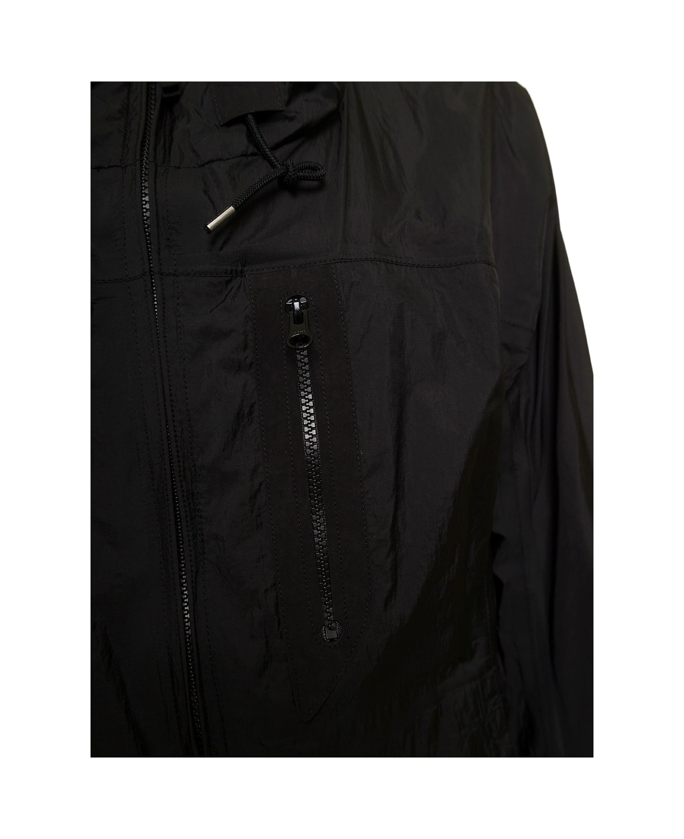 Ten C Men's Black Nylon Hooded Jacket - BLACK