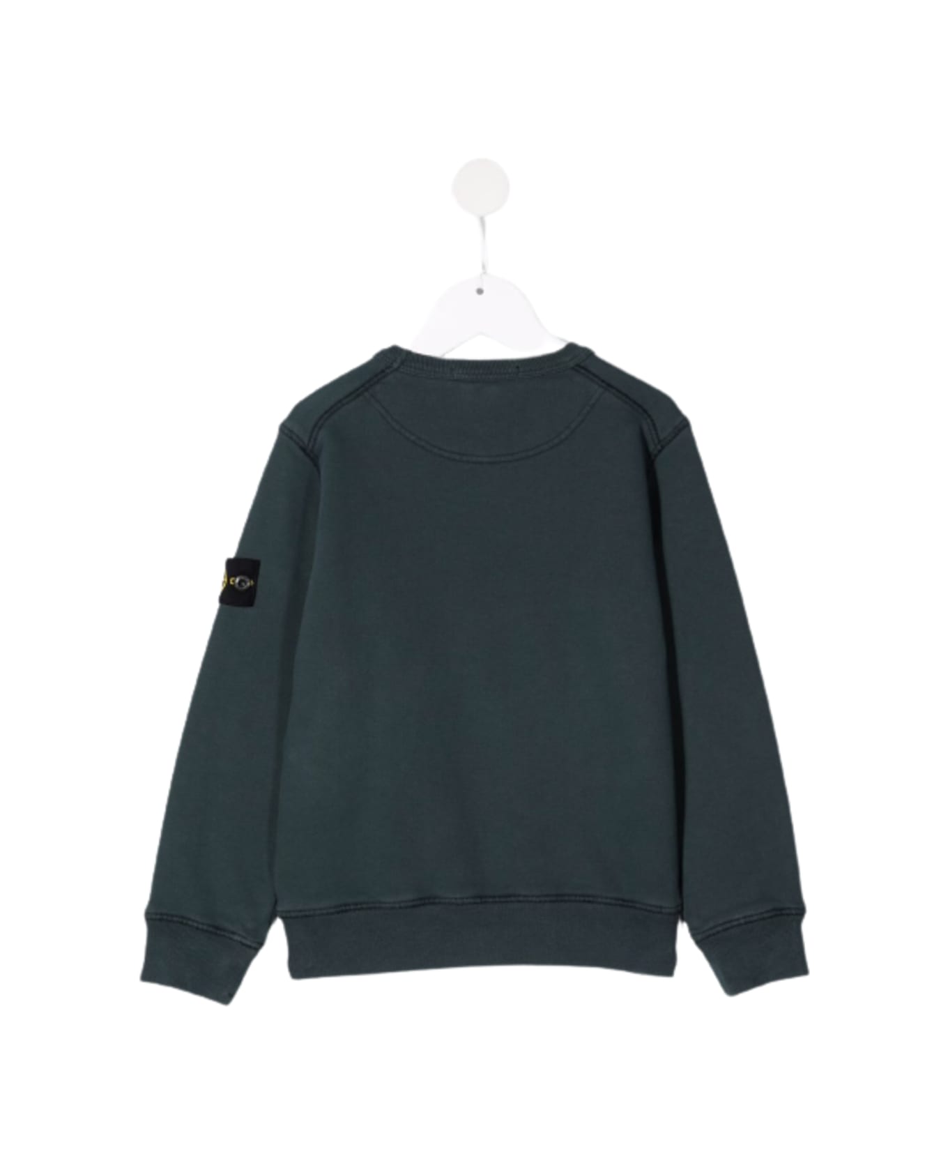Stone Island Junior Green Crewneck Sweatshirt With Logo Patch In Cotton Boy - Green