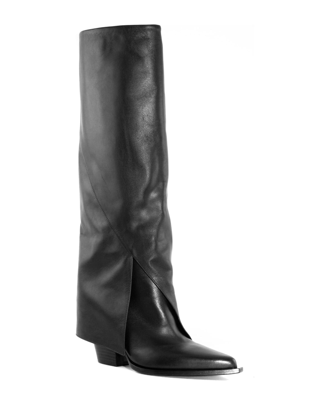 Elena Iachi Black Leather High Boot - Black