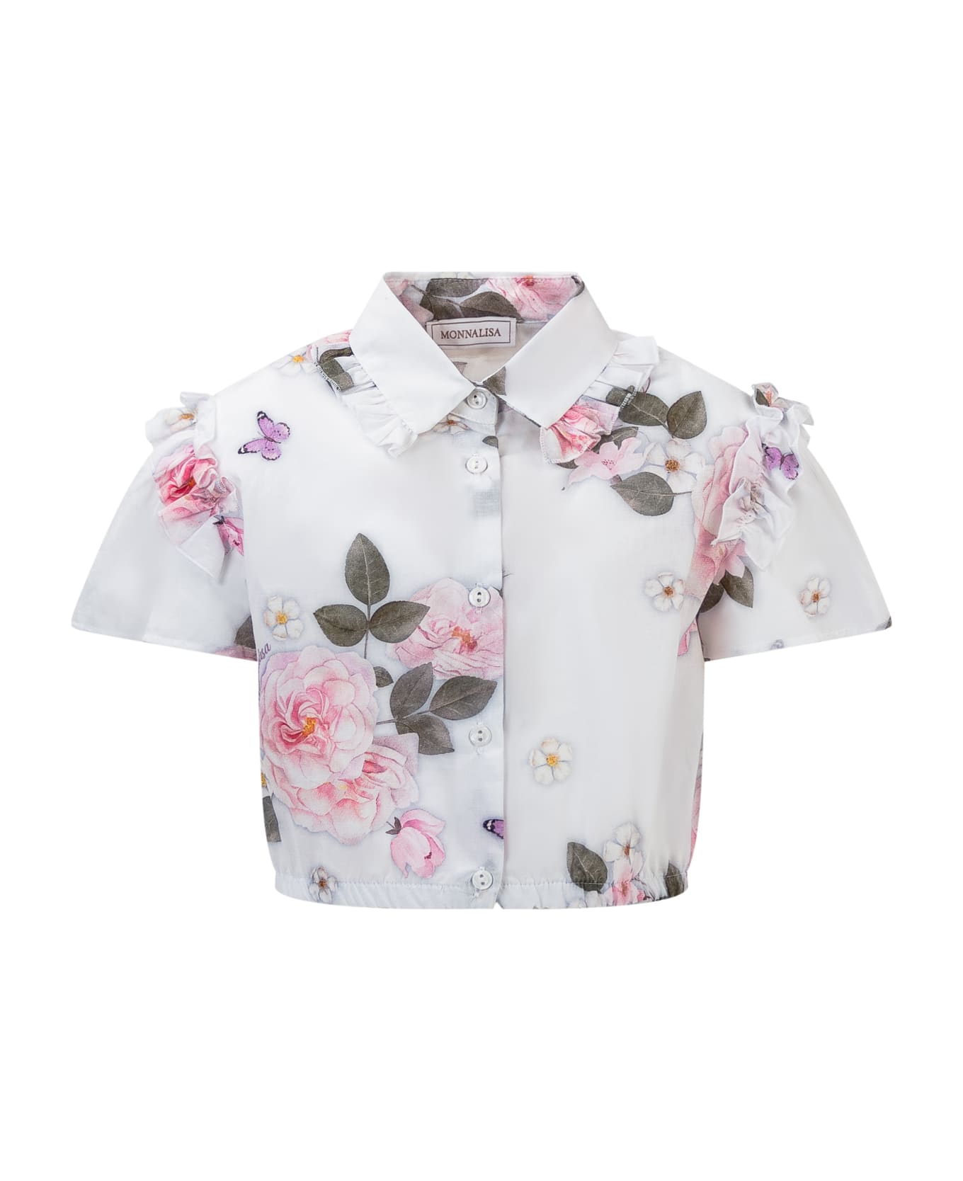 Monnalisa Flower Shirt - WHITE シャツ