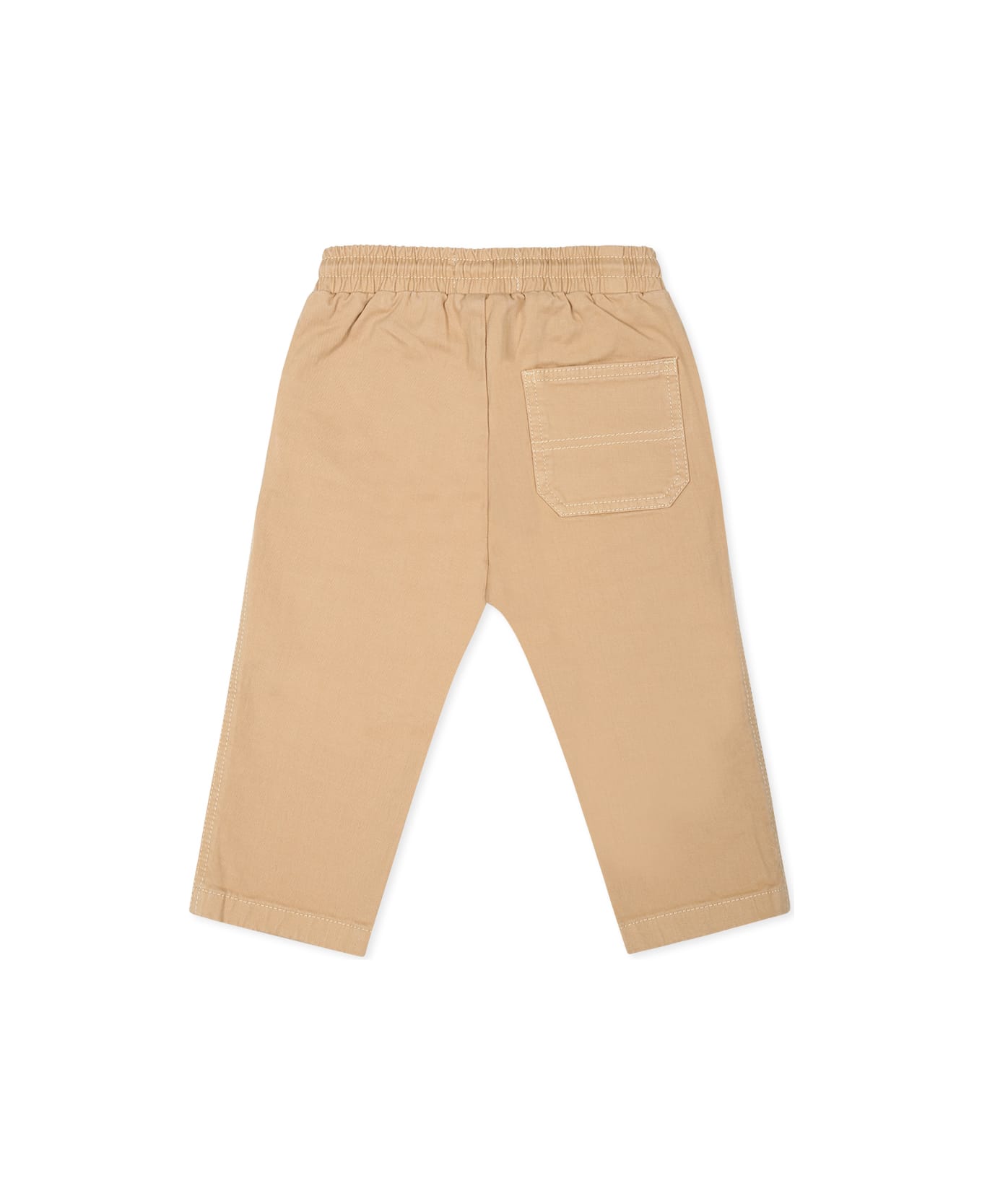 Kenzo Kids Beige Trousers For Baby Boy With Logo - Beige