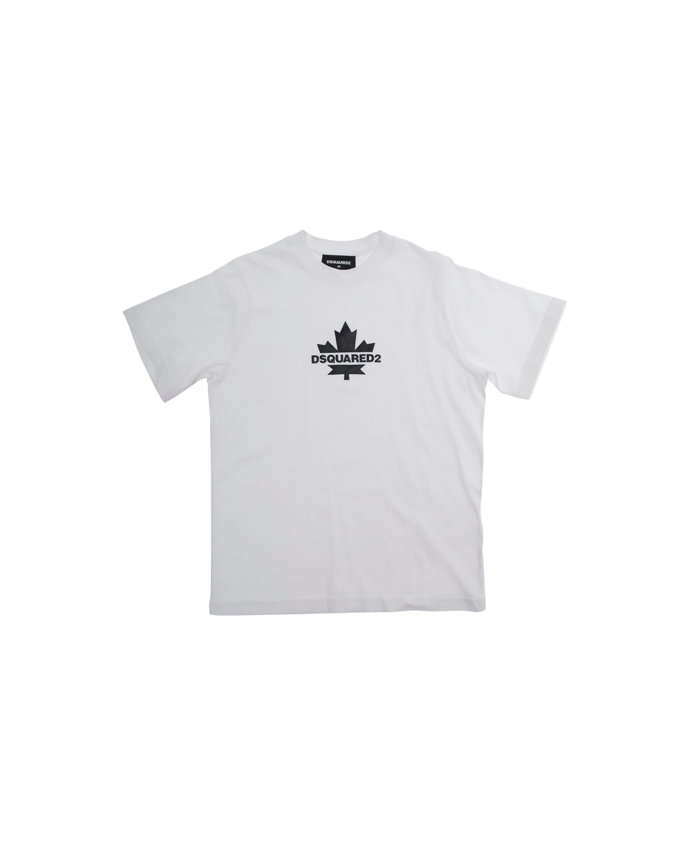 Dsquared2 White Crewneck T-shirt With Logo Print On The Front In Cotton Boy - White