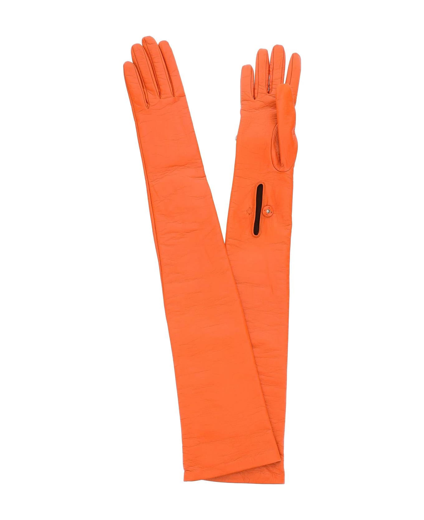 Prada Leather Long Gloves With Pouch - F0049