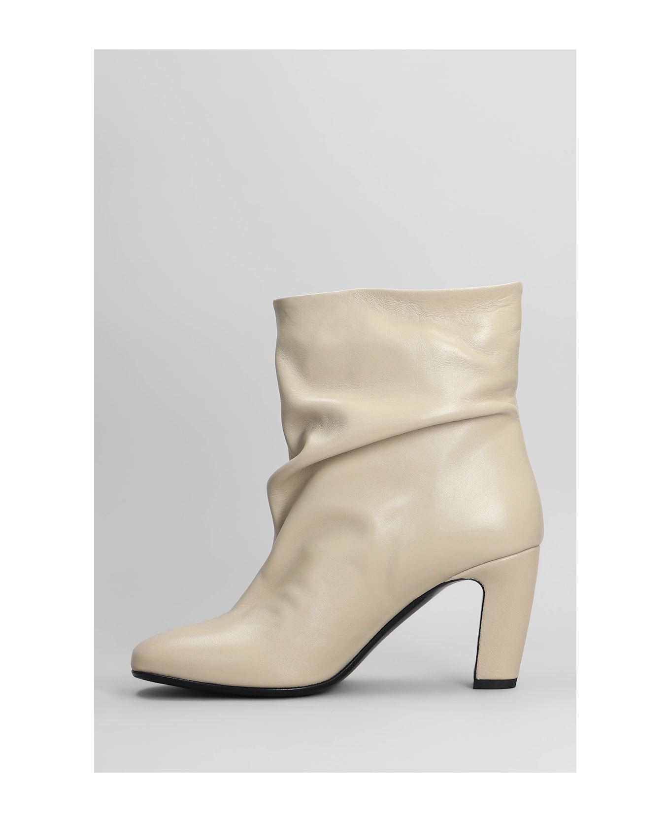 Strategia High Heels Ankle Boots In Beige Leather - beige