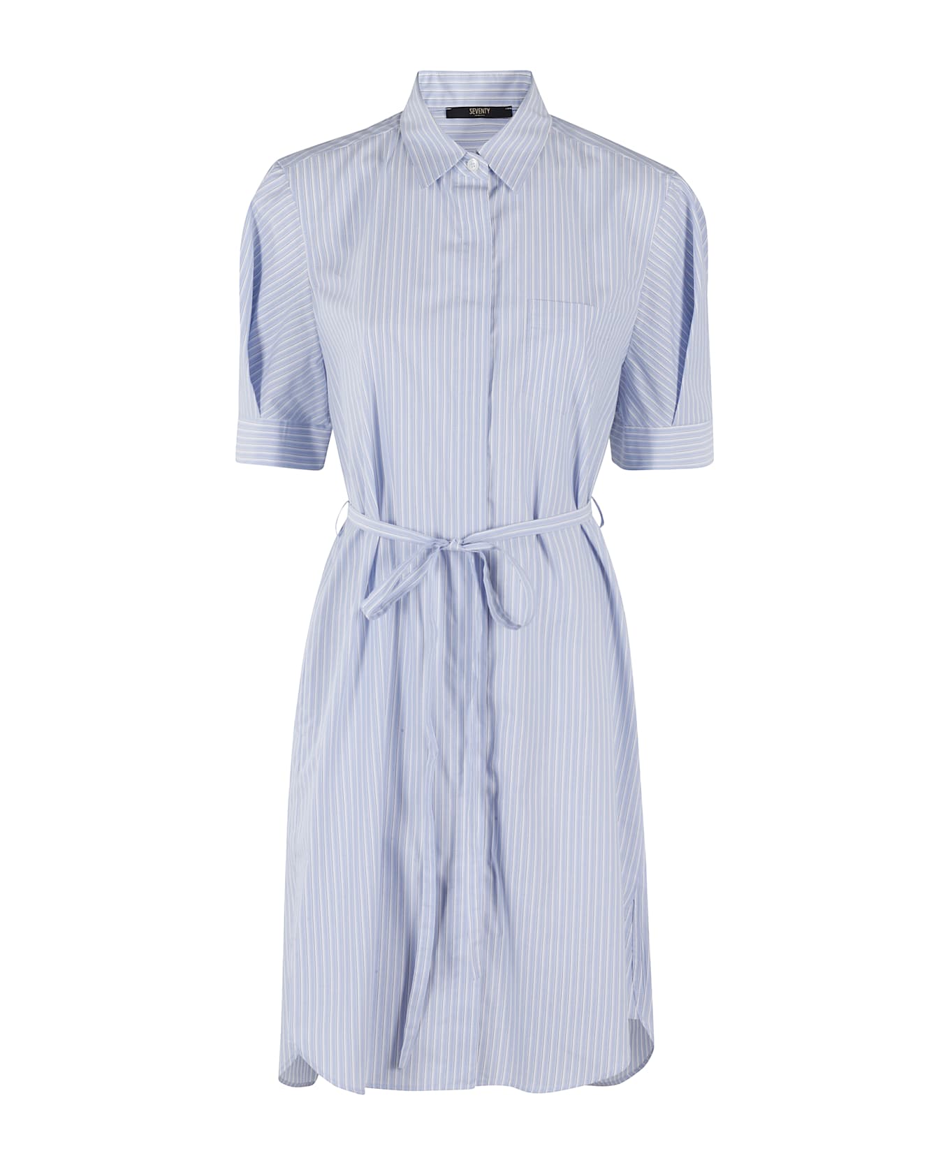 Seventy Abito Bastoncino Multiriga Cotone - Azzurro