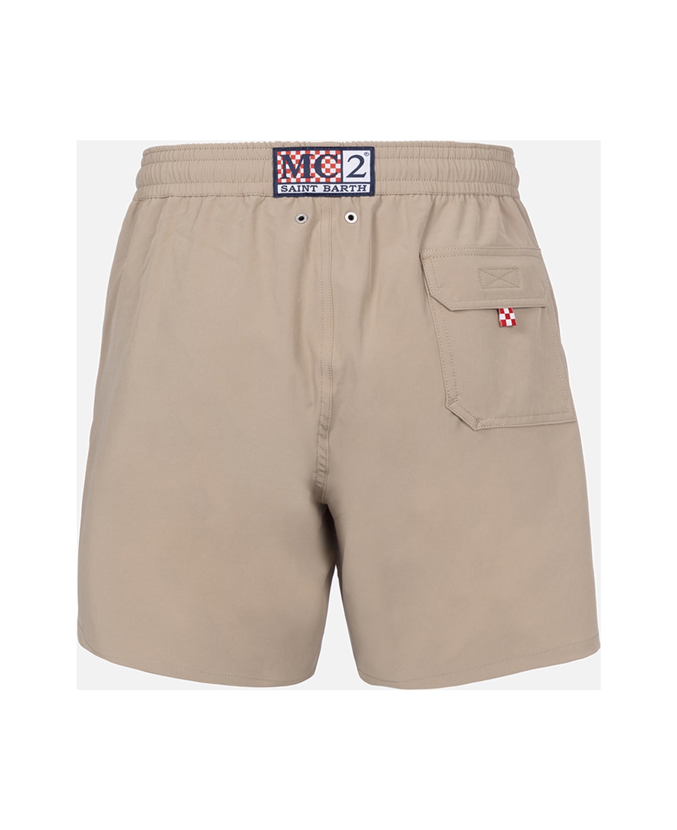 MC2 Saint Barth Man Beige Comfort Travel Swim Shorts - WHITE