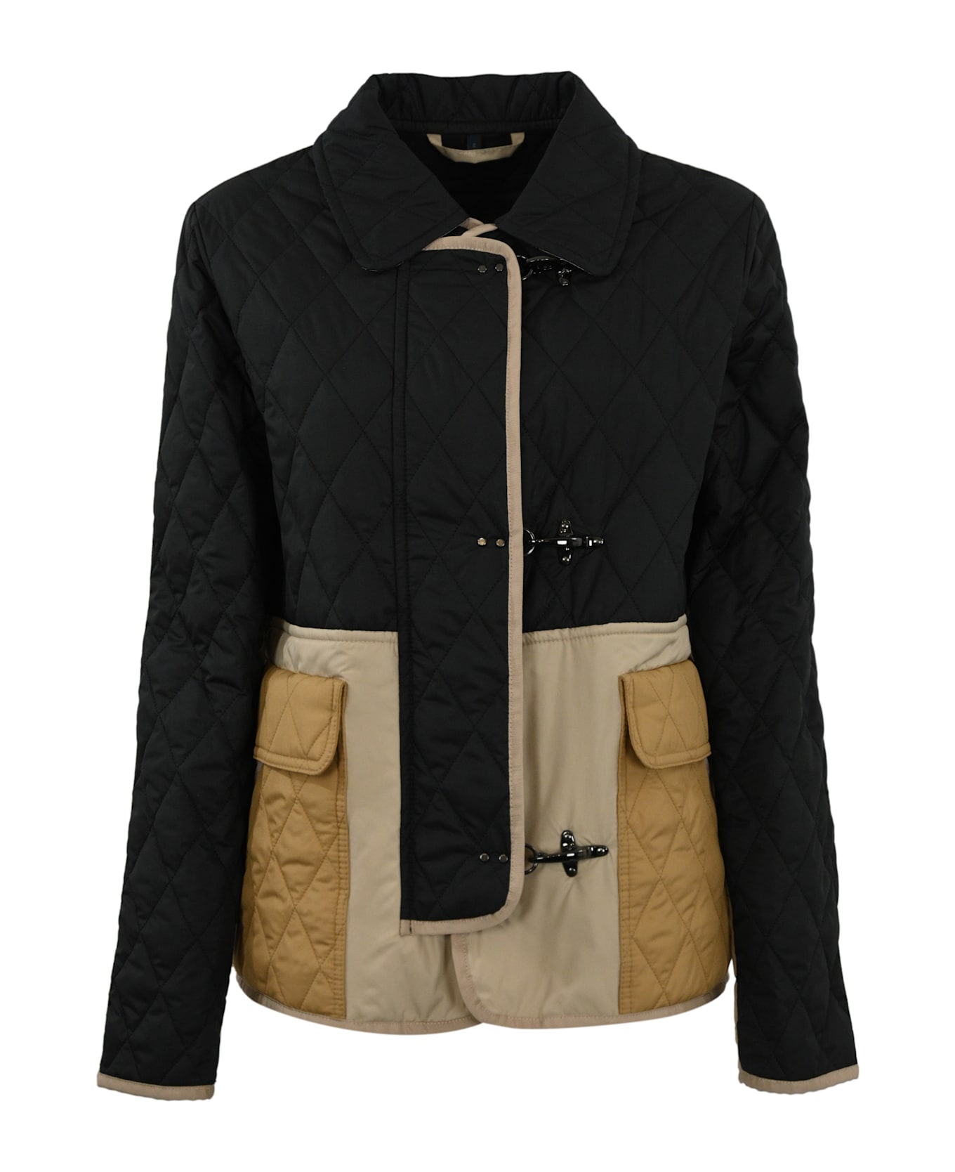 Fay 3-hook Jacket In Quilted Nylon - Black