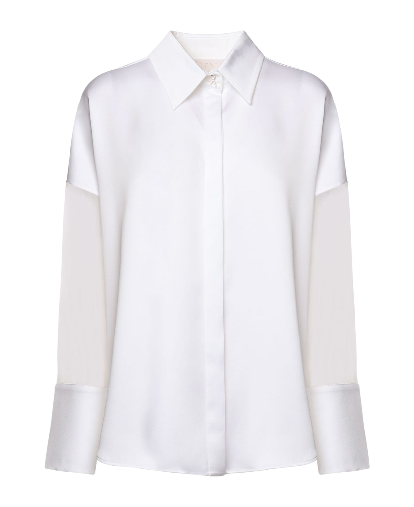Genny Satin Long-sleeved Shirt - White