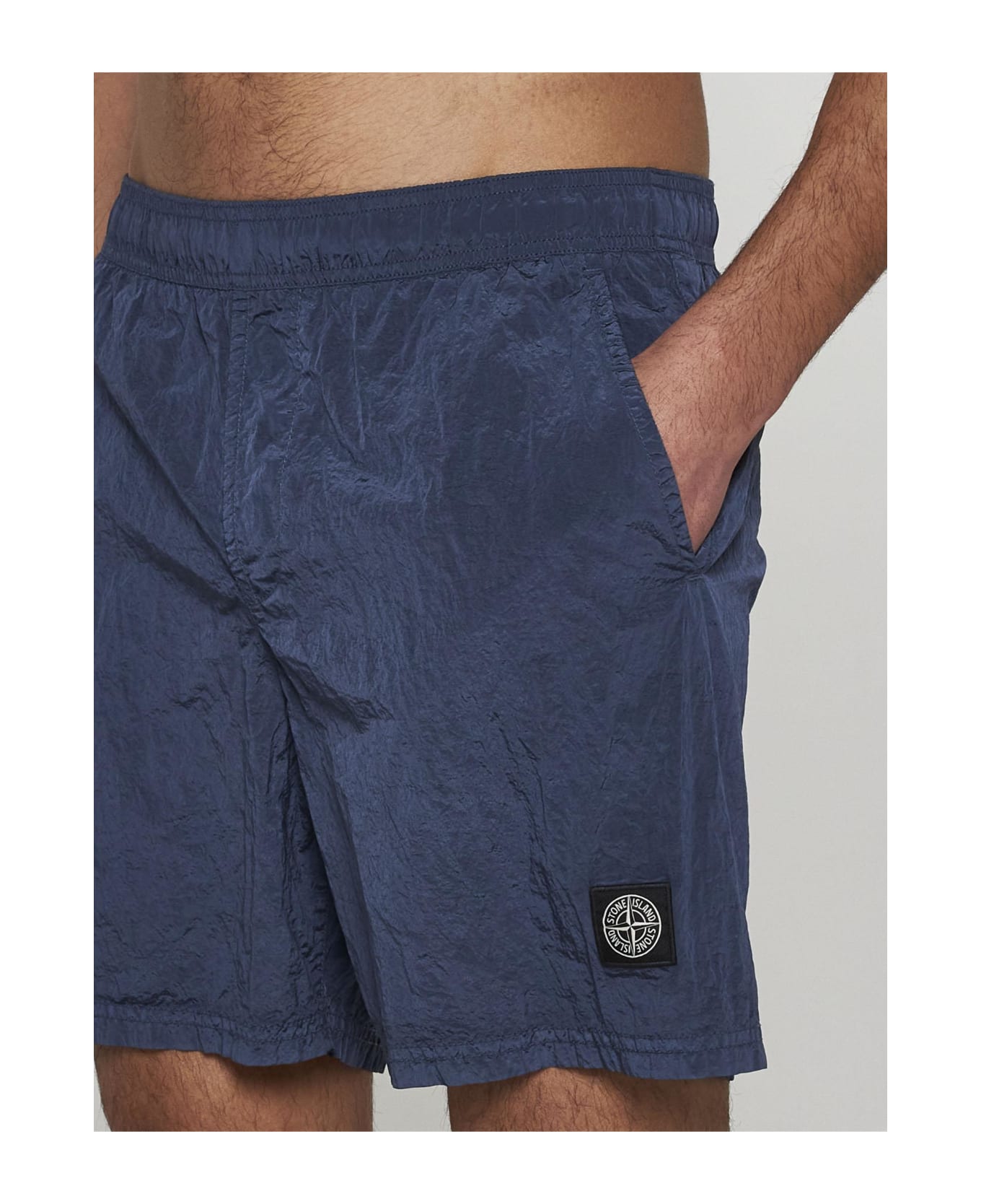 Stone Island Logo-patch Swim Shorts - Blue